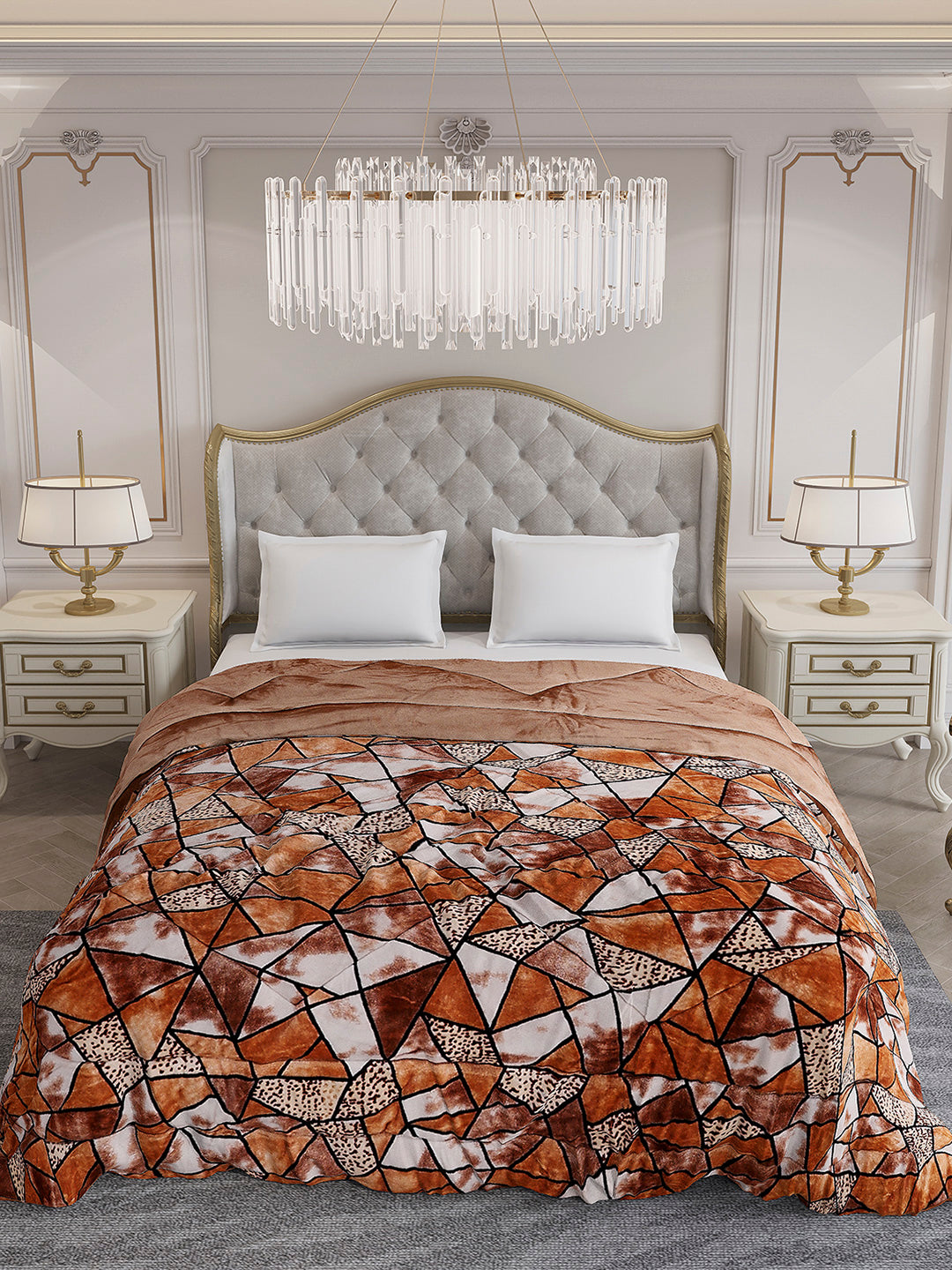 Printed Double Bed 233 GSM Comforter for Mild Winter (Beauty), Weight 855 gm