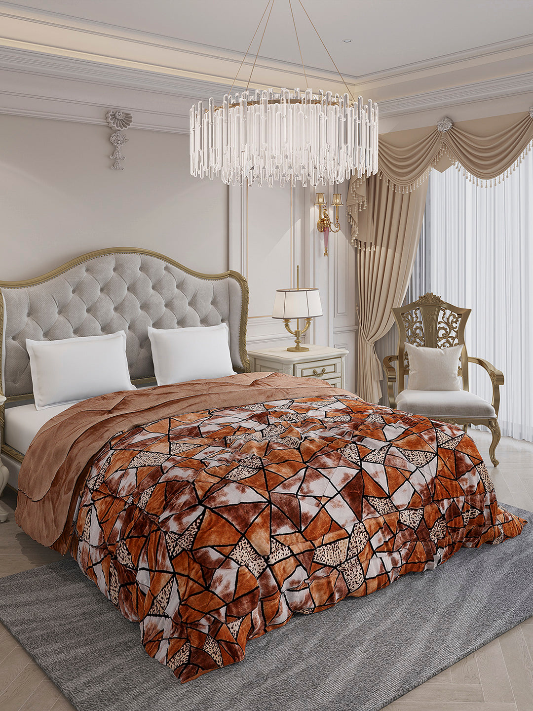 Printed Double Bed 233 GSM Comforter for Mild Winter (Beauty), Weight 855 gm