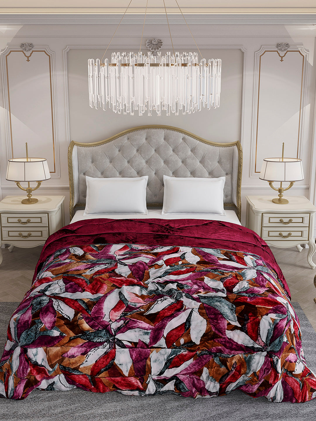 Printed Double Bed 233 GSM Comforter for Mild Winter (Beauty), Weight 855 gm