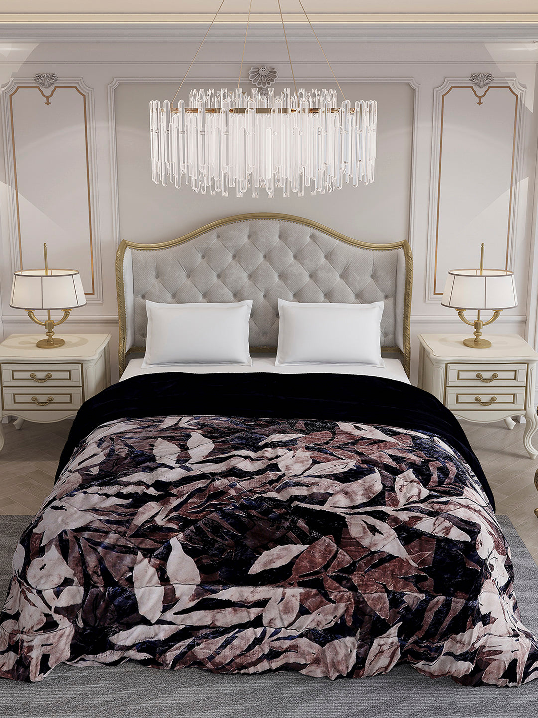 Printed Double Bed 1061 GSM Comforter for Winter - (Wisdom Gold)