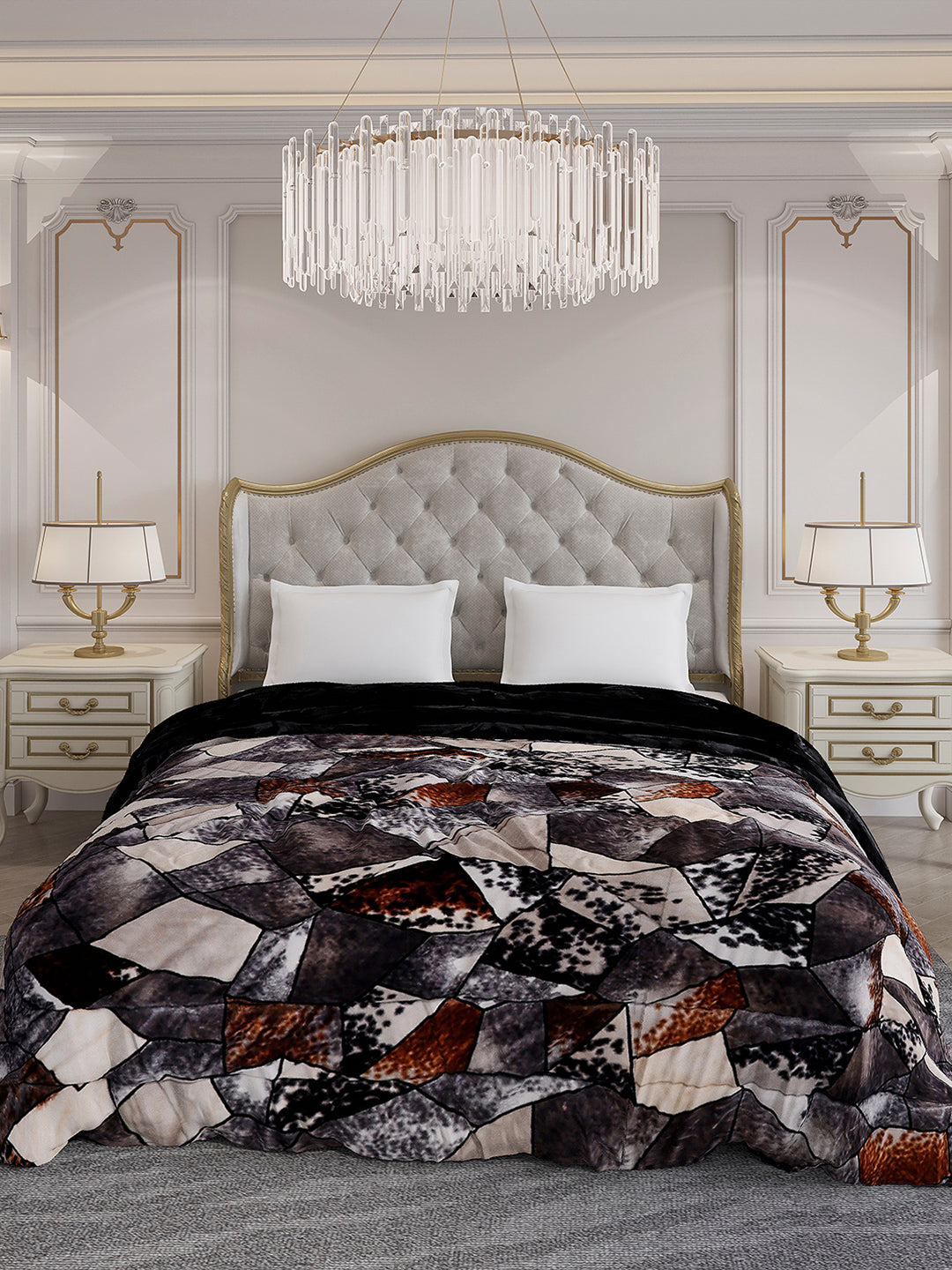 Printed Double Bed 1061 GSM Comforter for Winter - (Wisdom Gold)