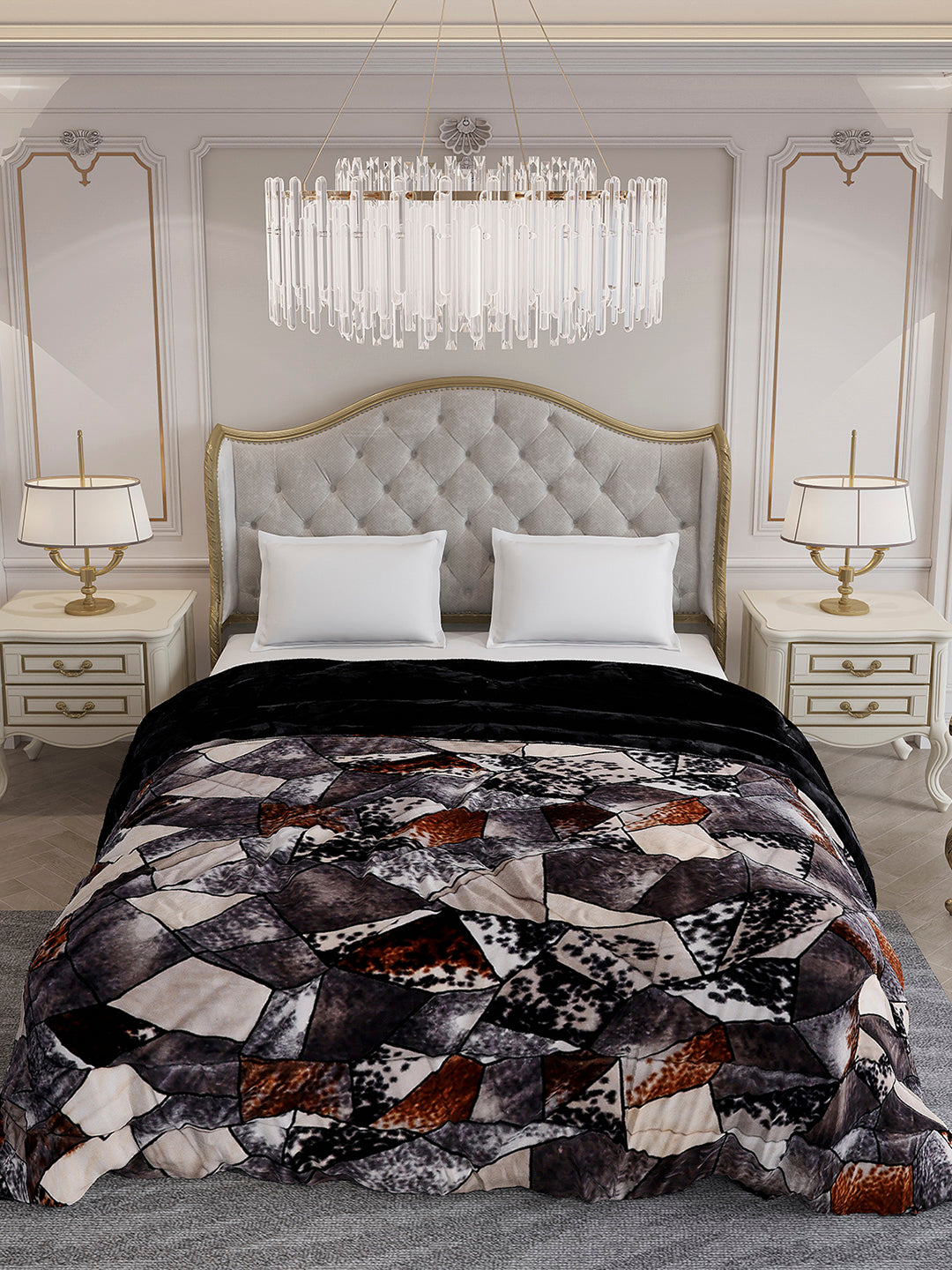 Printed Double Bed 1061 GSM Comforter for Winter - (Wisdom Gold)