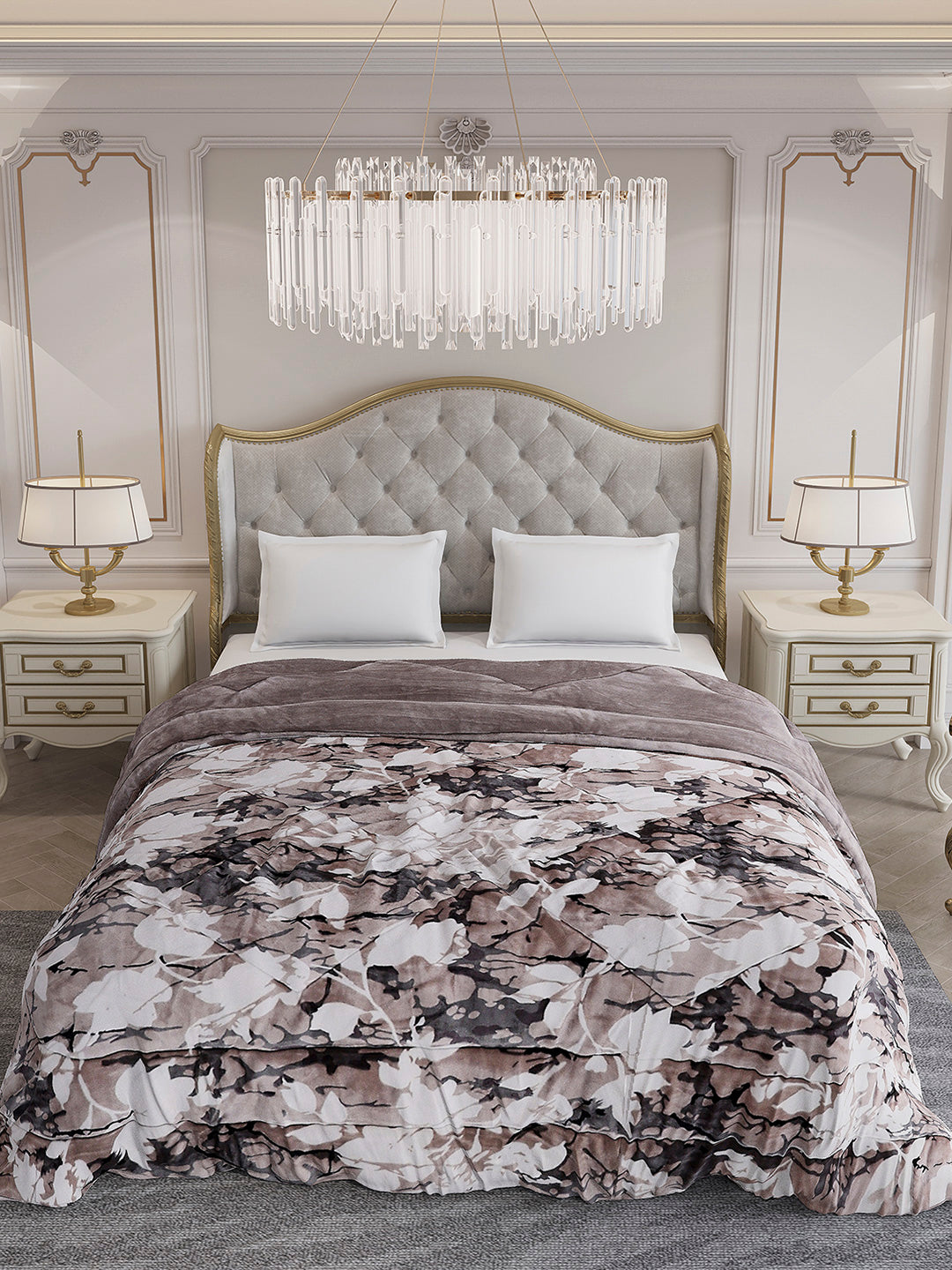 Printed Double Bed 1061 GSM Comforter for Winter - (Wisdom Gold)