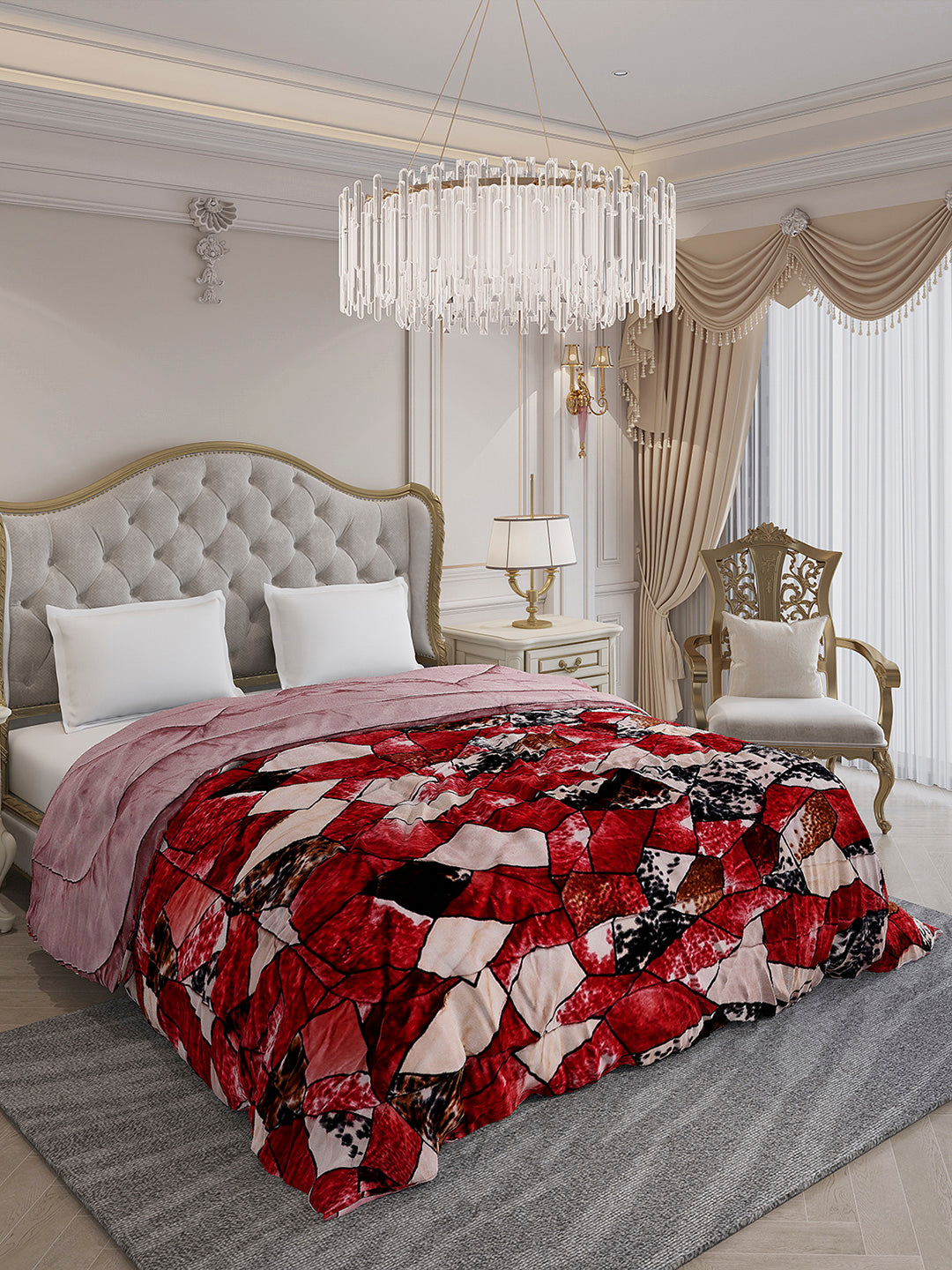 Printed Double Bed 1061 GSM Comforter for Winter - (Wisdom Gold)
