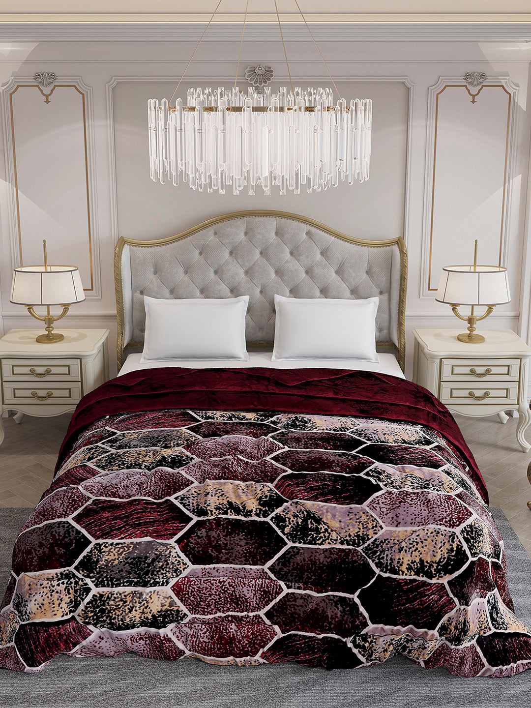 Printed Double Bed 1061 GSM Comforter for Winter - (Wisdom Gold)