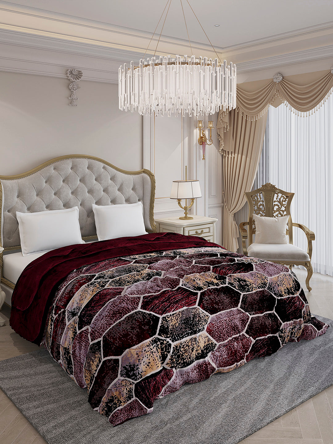 Printed Double Bed 1061 GSM Comforter for Winter - (Wisdom Gold)