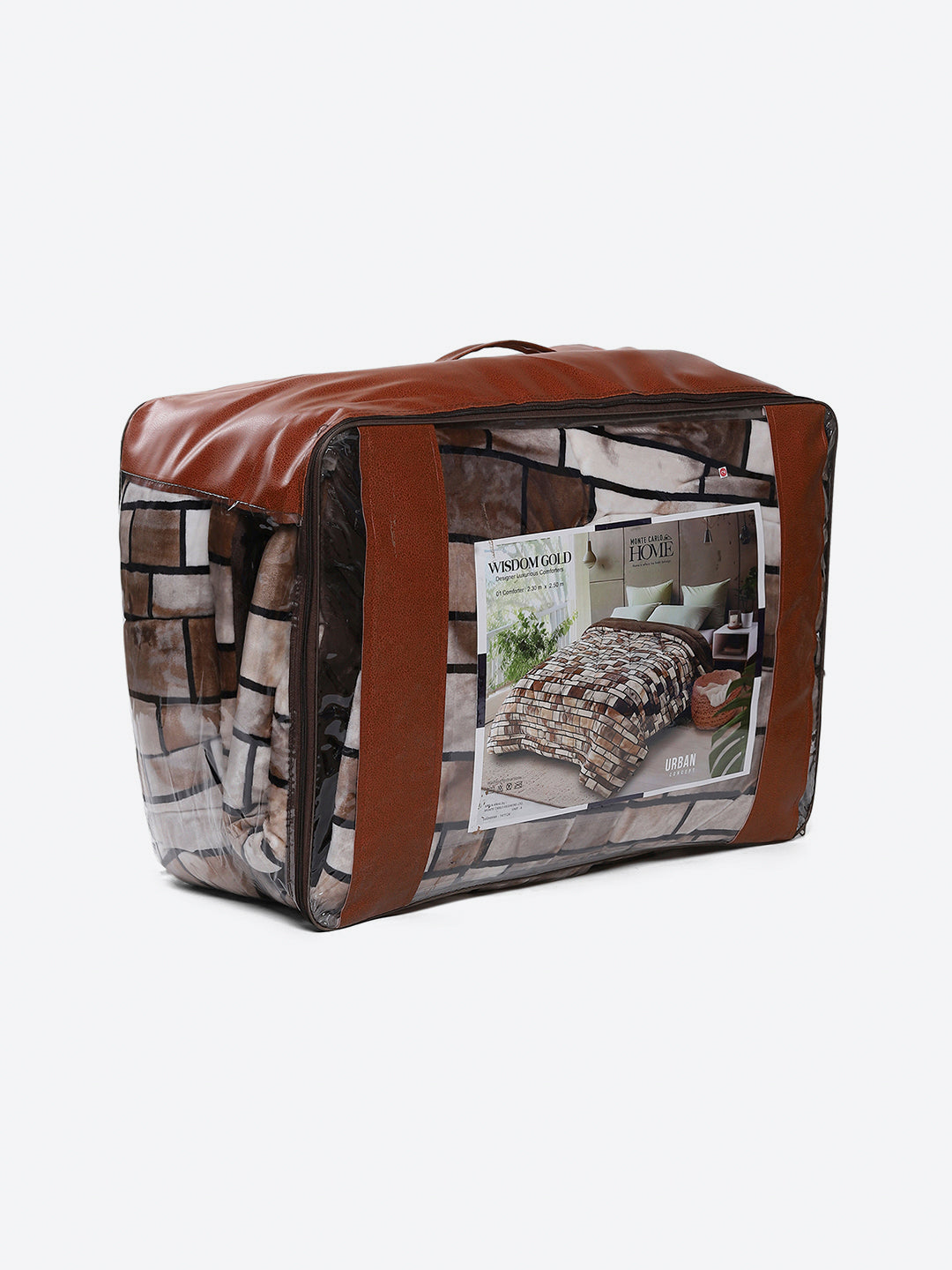 Printed Double Bed 1061 GSM Comforter for Winter - (Wisdom Gold)