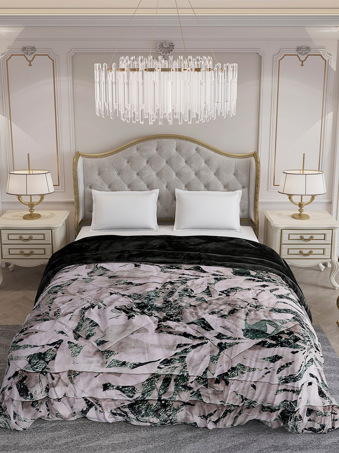 Printed Double Bed 300 GSM Comforter for Mild Winter (Wisdom Gold), Weight 900 gm