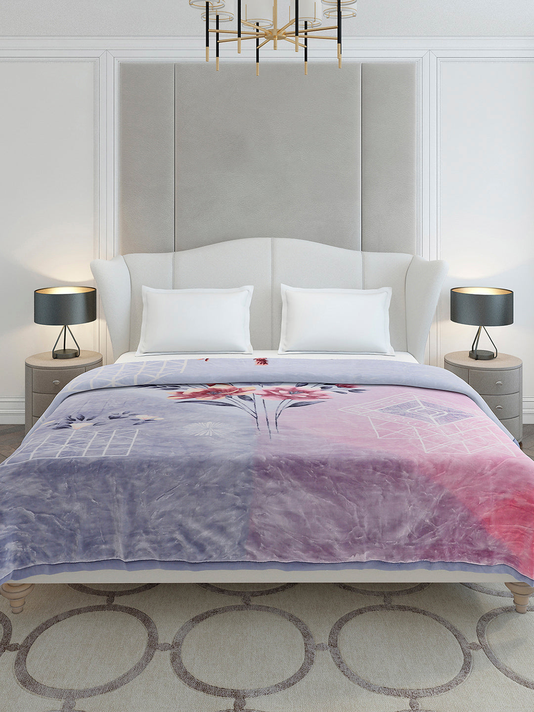 Printed Double Bed 2 Ply, 1136 GSM Embossed Blanket for Heavy Winter - (Commander)