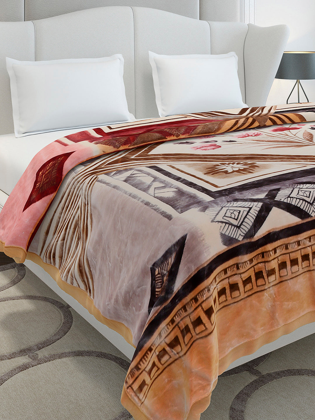 Printed Double Bed 2 Ply, 1136 GSM Embossed Blanket for Heavy Winter - (Commander)