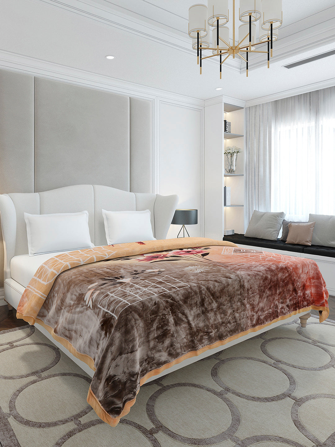 Printed Double Bed 2 Ply, 1136 GSM Embossed Blanket for Heavy Winter - (Commander)