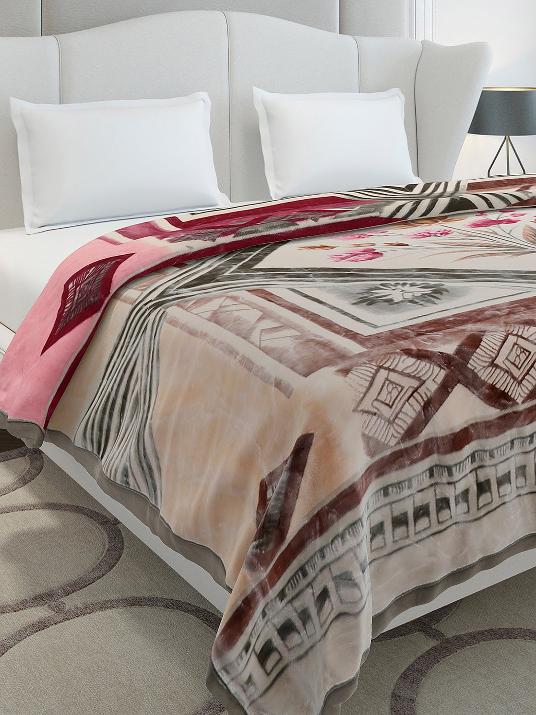 Printed Double Bed 2 Ply, 1136 GSM Embossed Blanket for Heavy Winter - (Commander)