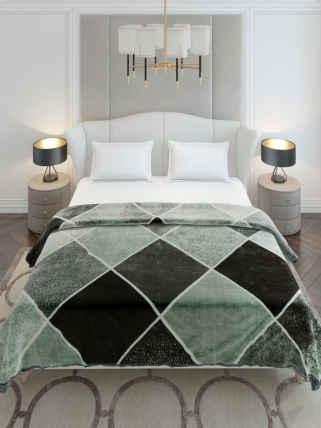 Printed Double Bed 1 Ply, 606 GSM Blanket for Mild Winter - (Denny PVC)