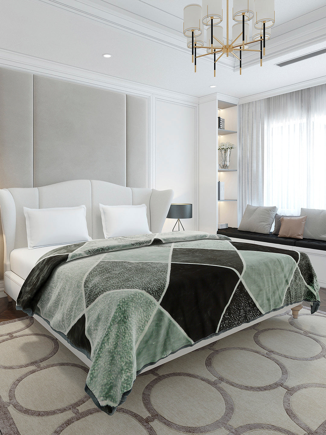 Printed Double Bed 1 Ply, 606 GSM Blanket for Mild Winter - (Denny PVC)