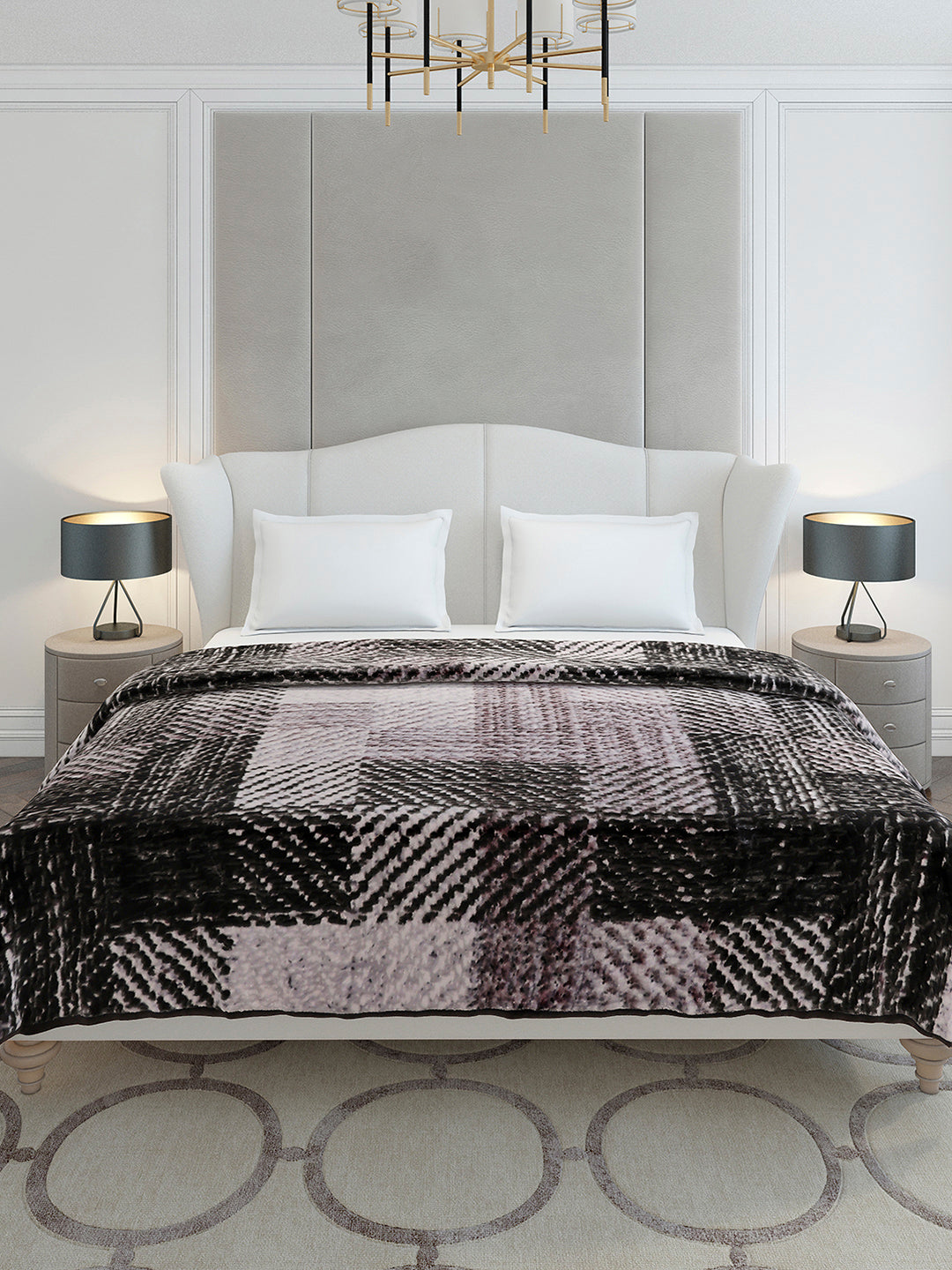 Printed Double Bed 1 Ply, 606 GSM Blanket for Mild Winter - (Denny PVC)