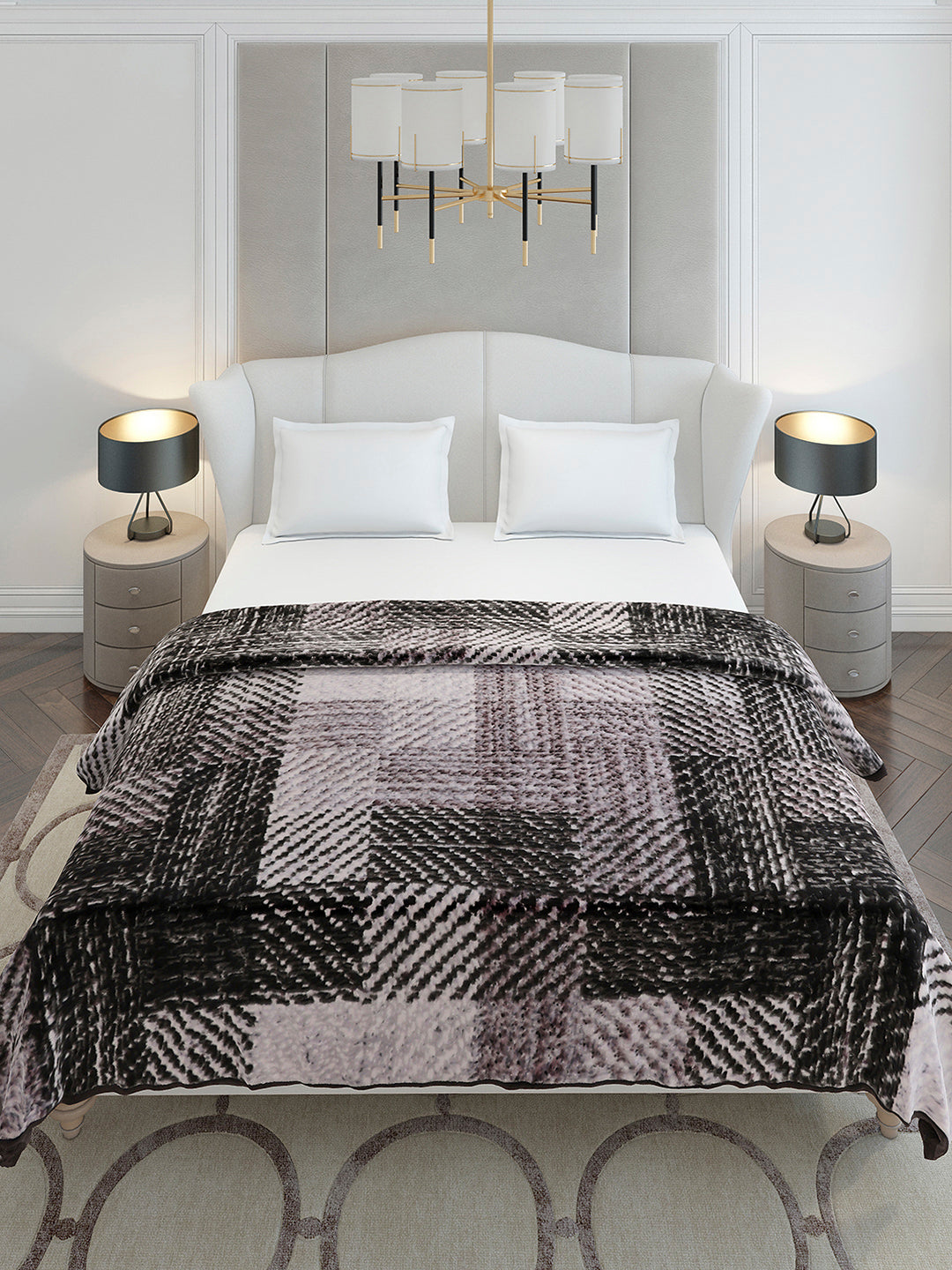 Printed Double Bed 1 Ply, 606 GSM Blanket for Mild Winter - (Denny PVC)