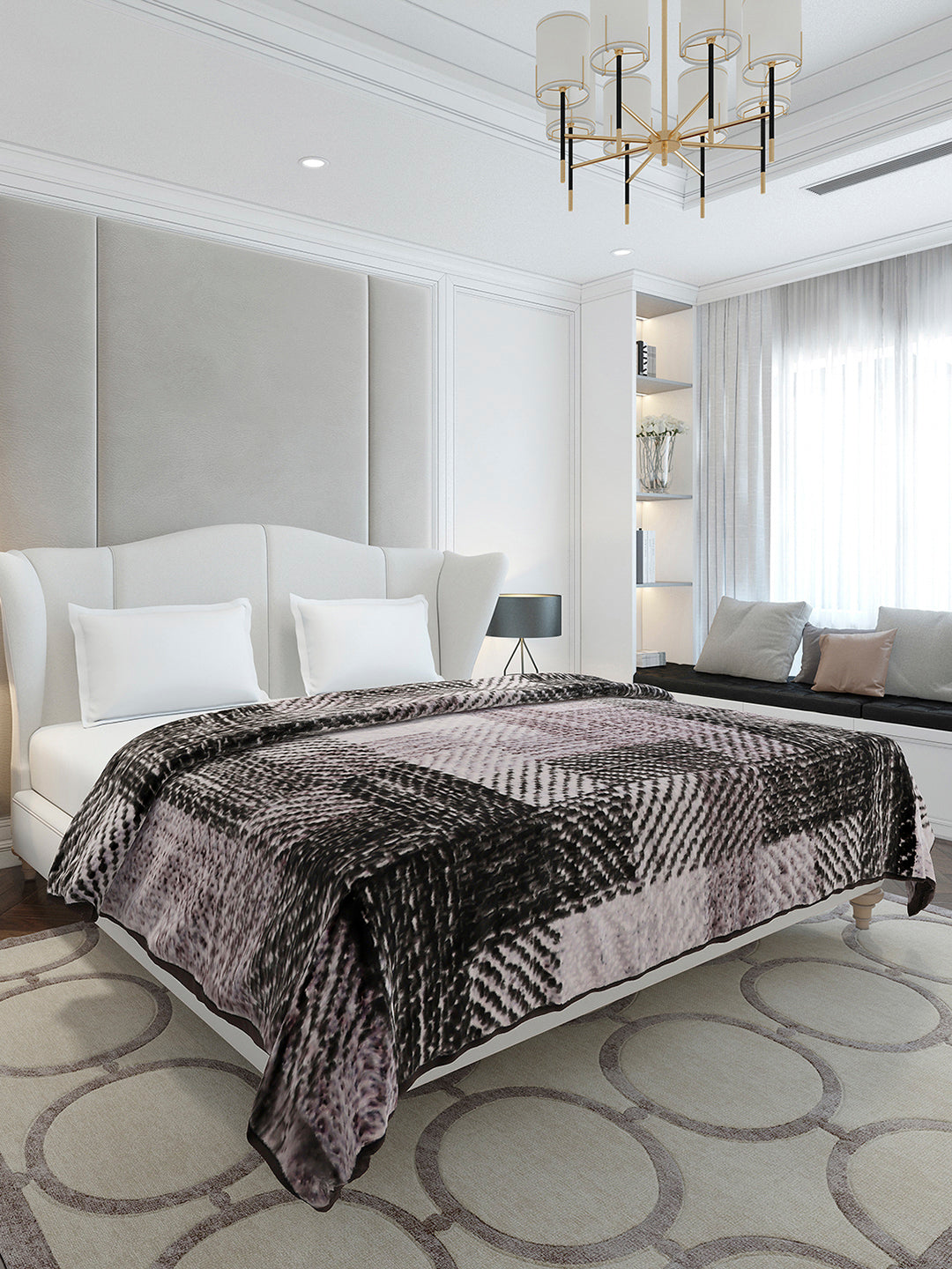 Printed Double Bed 1 Ply, 606 GSM Blanket for Mild Winter - (Denny PVC)
