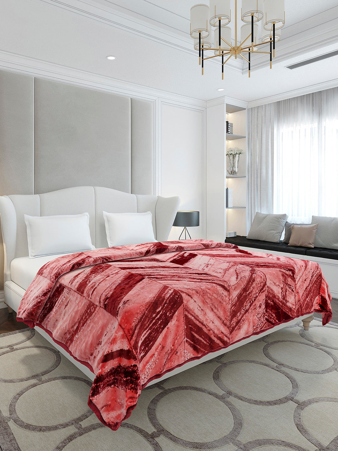 Printed Double Bed 1 Ply, 606 GSM Blanket for Mild Winter - (Denny PVC)