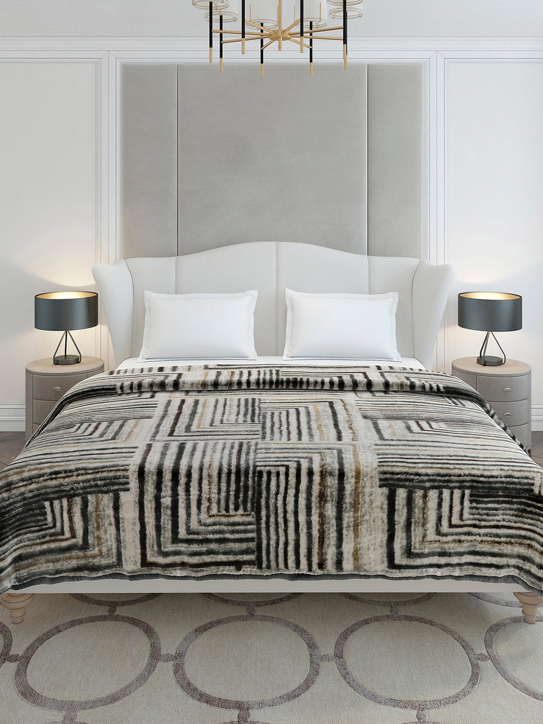 Printed Double Bed 1 Ply, 606 GSM Blanket for Mild Winter - (Denny PVC)