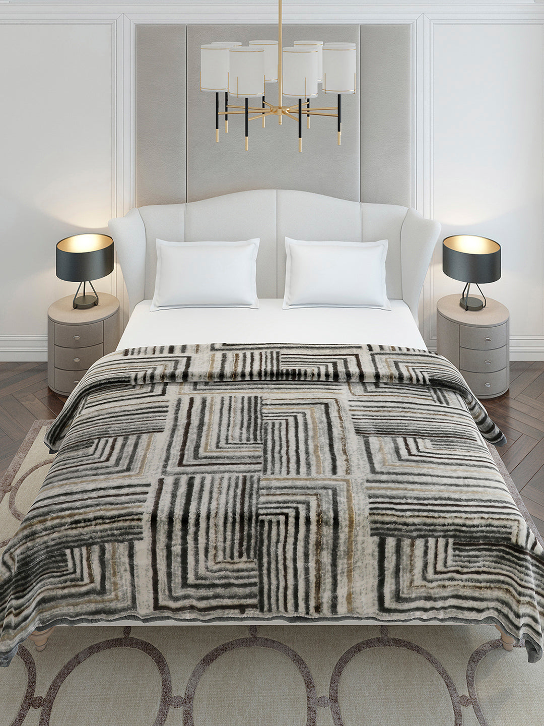 Printed Double Bed 1 Ply, 606 GSM Blanket for Mild Winter - (Denny PVC)