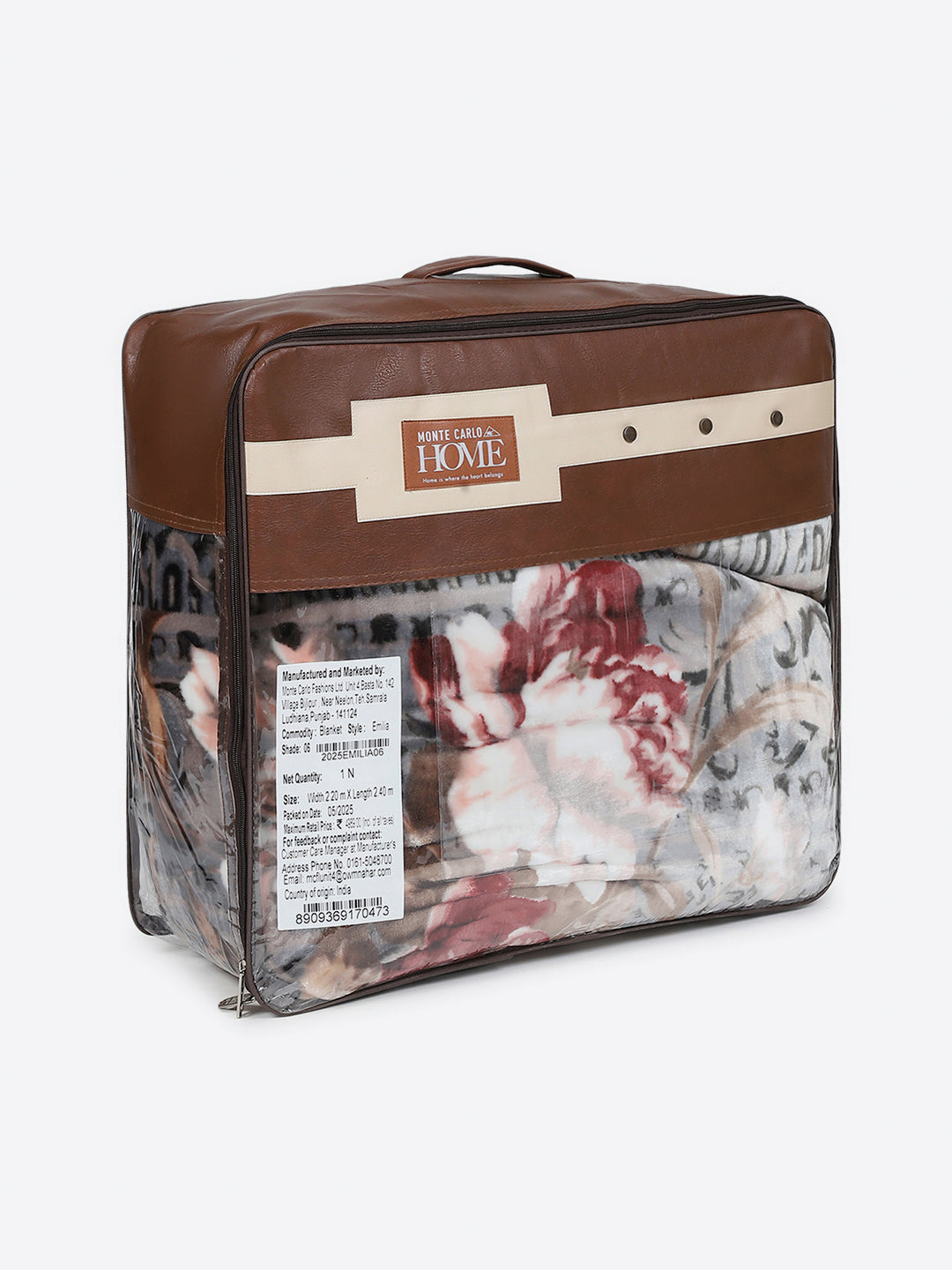 Printed Double Bed 2 Ply, 1042 GSM Cloudy Blanket for Heavy Winter - (Emilia)