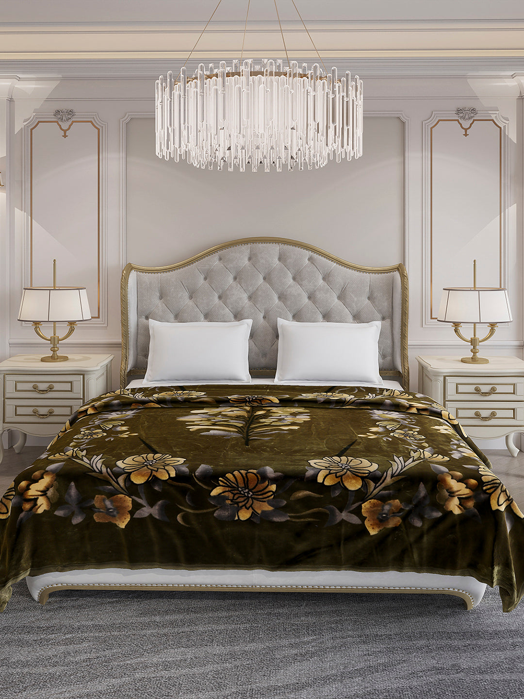 Printed Double Bed 2 Ply, 1042 GSM Blanket for Winter - (Emilia)