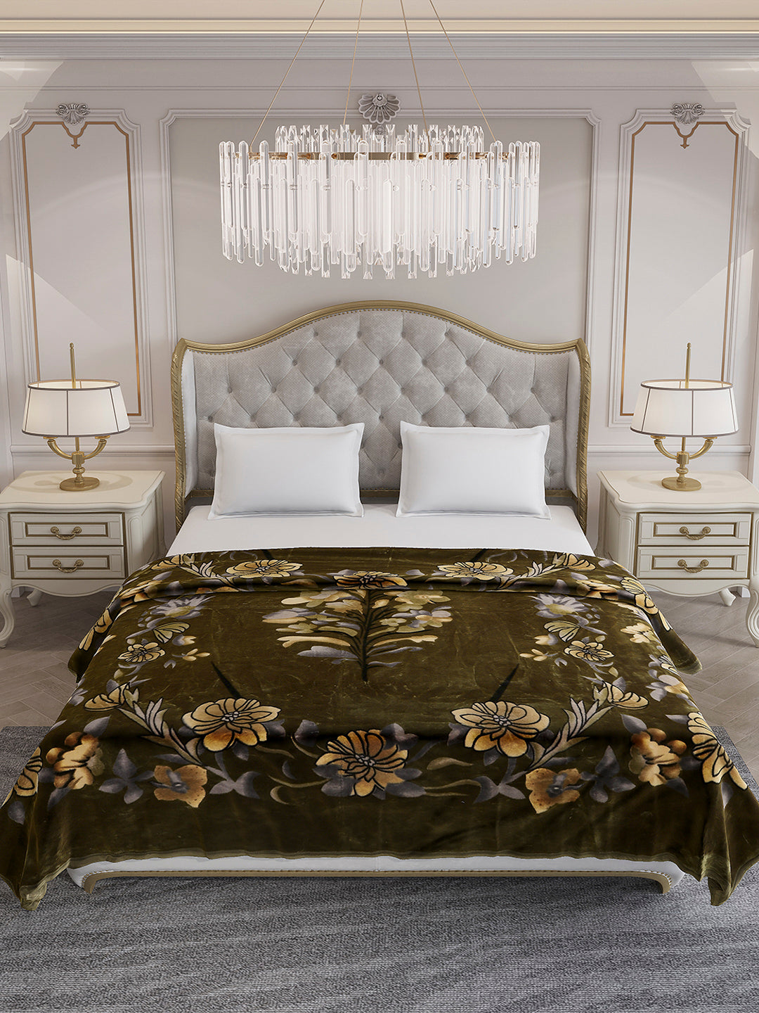 Printed Double Bed 2 Ply, 1042 GSM Blanket for Winter - (Emilia)