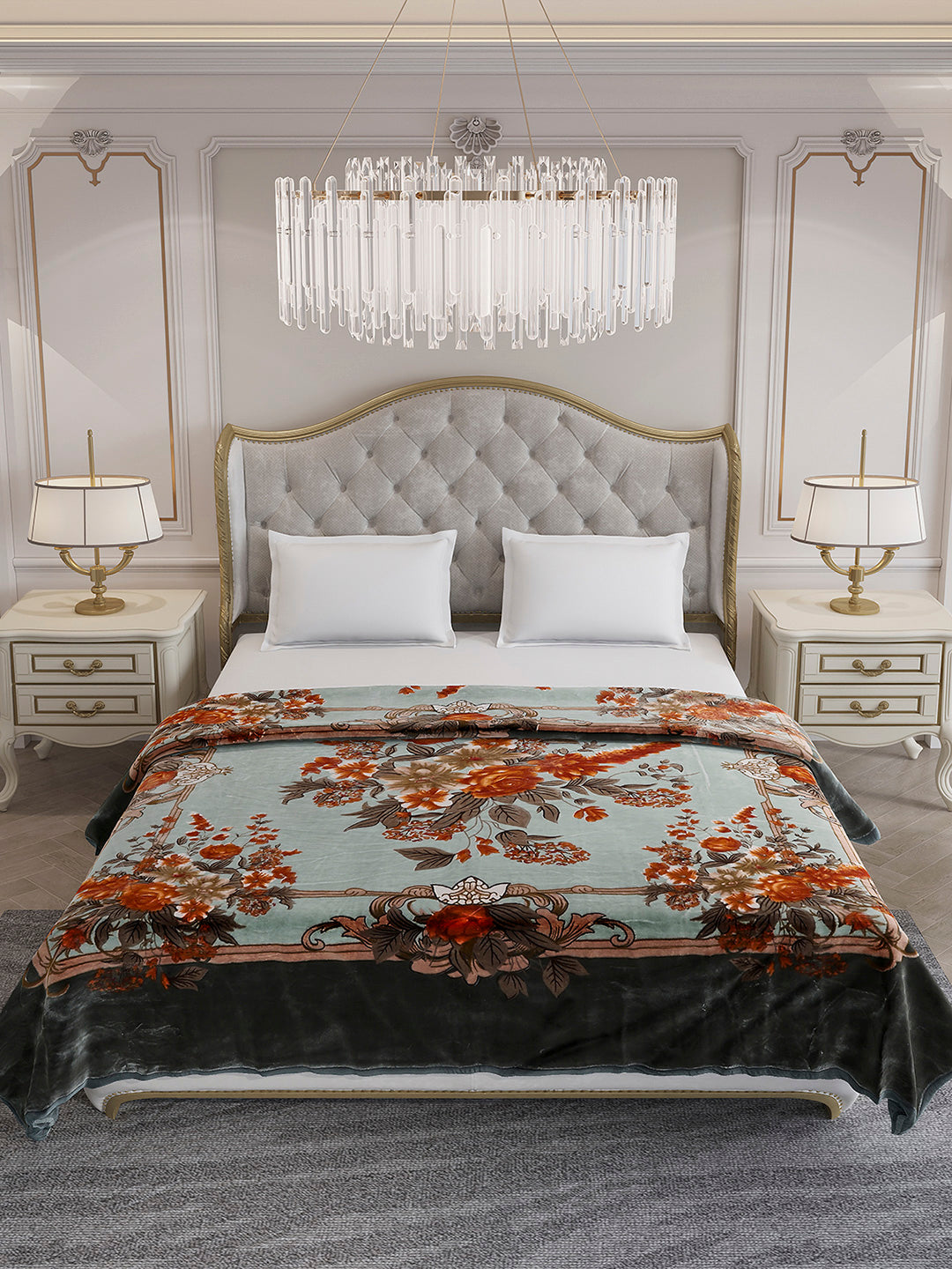 Printed Double Bed 2 Ply, 1042 GSM Blanket for Winter - (Emilia)
