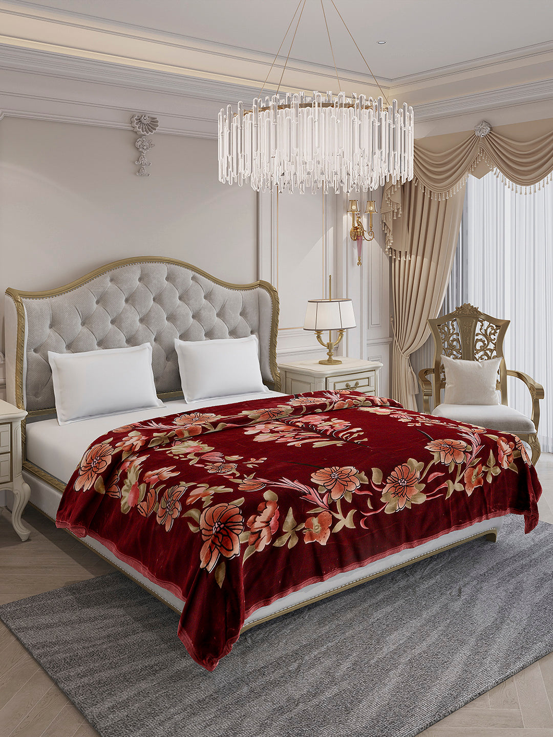 Printed Double Bed 2 Ply, 1042 GSM Blanket for Winter - (Emilia)