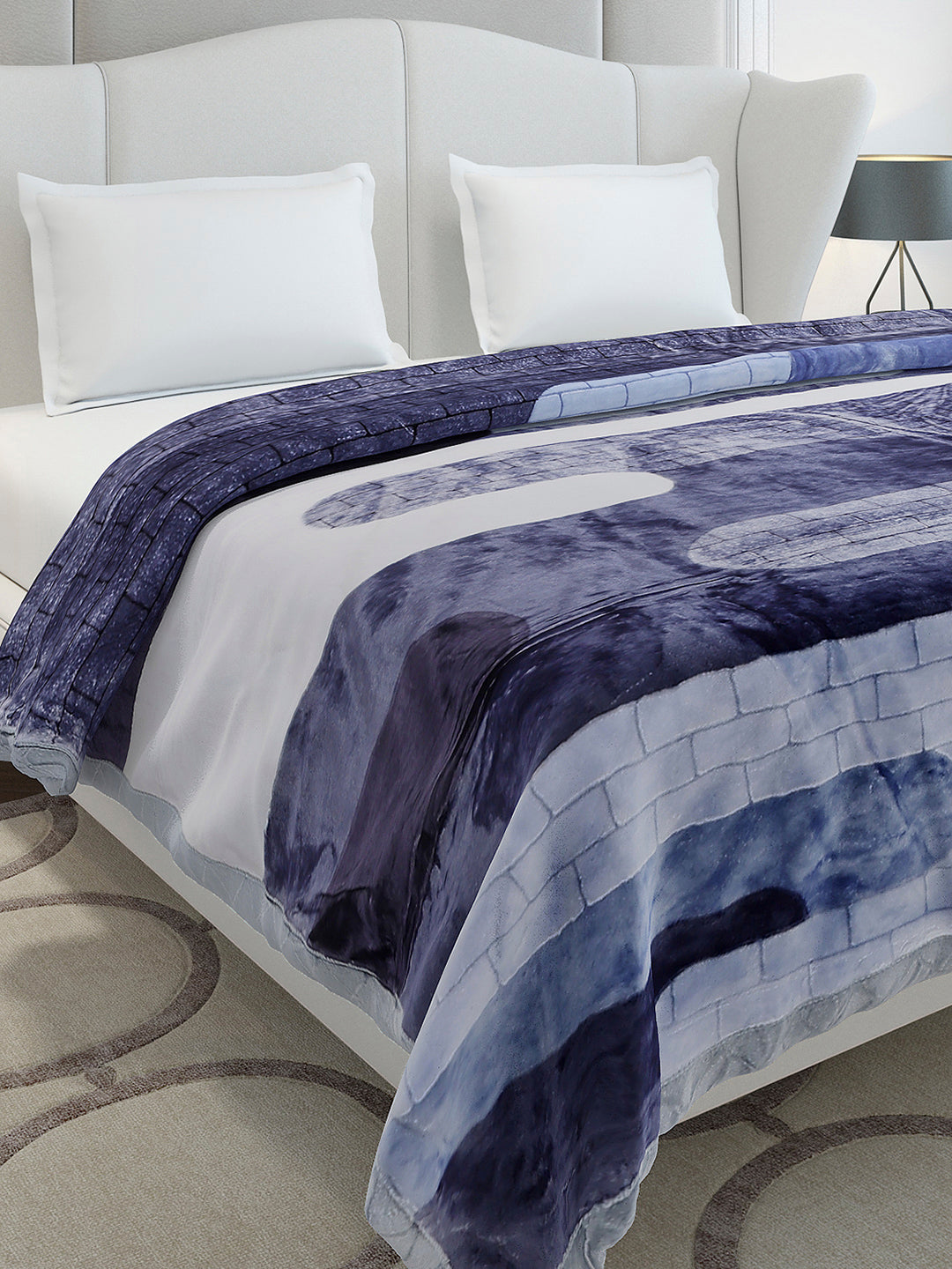 Printed Double Bed 3 Ply, 720 GSM Blanket for Heavy Winter - (Gala Glow)