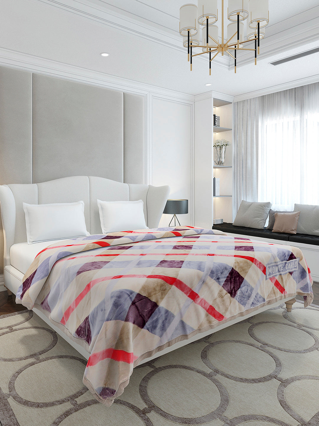 Printed Double Bed 3 Ply, 720 GSM Blanket for Heavy Winter - (Gala Glow)