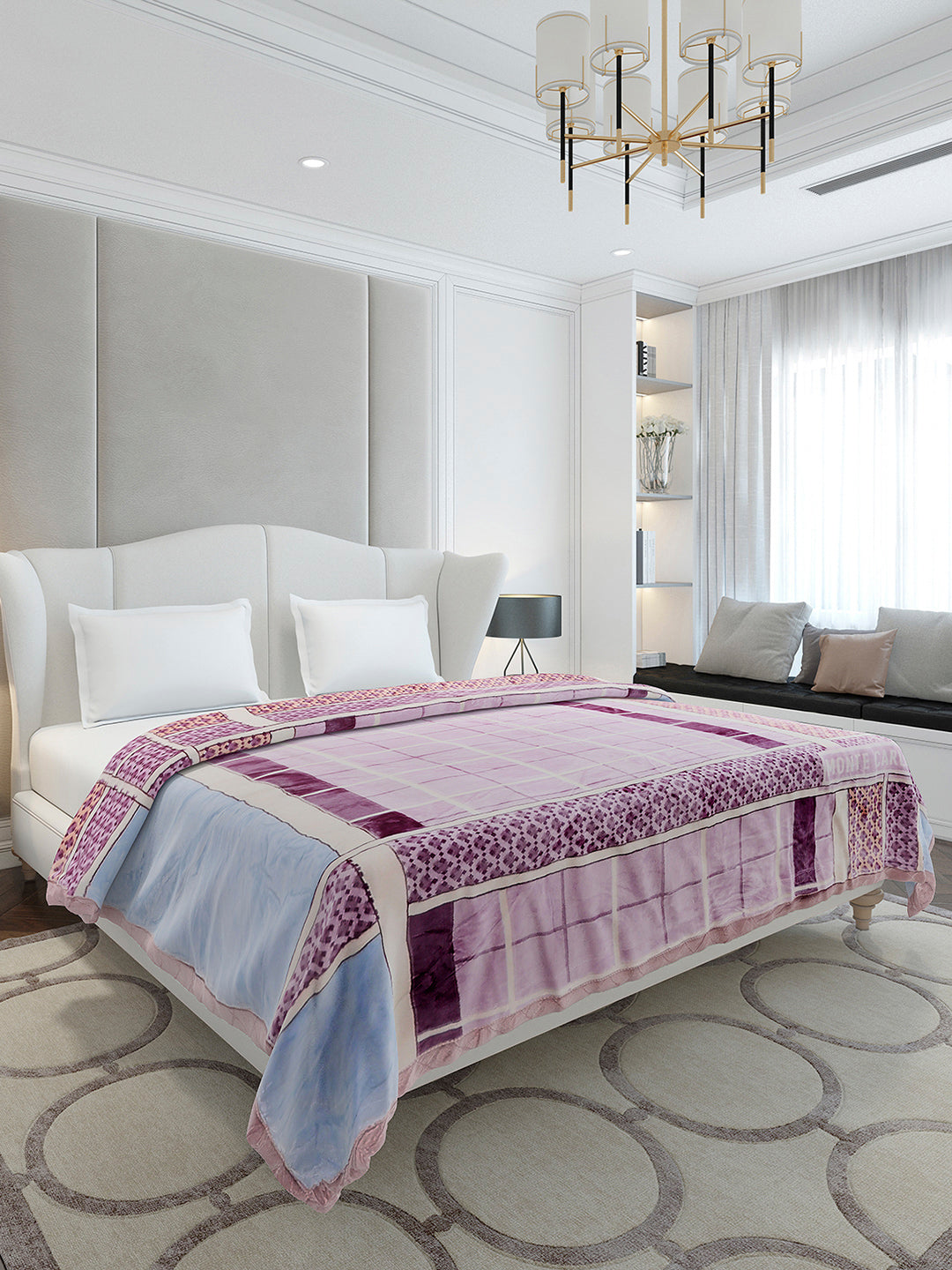 Printed Double Bed 3 Ply, 720 GSM Blanket for Heavy Winter - (Gala Glow)