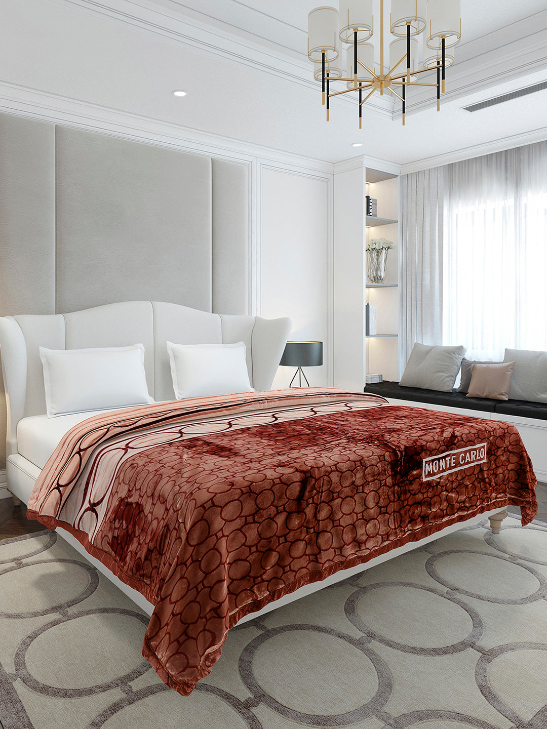 Printed Double Bed 3 Ply, 720 GSM Blanket for Heavy Winter - (Gala Glow)