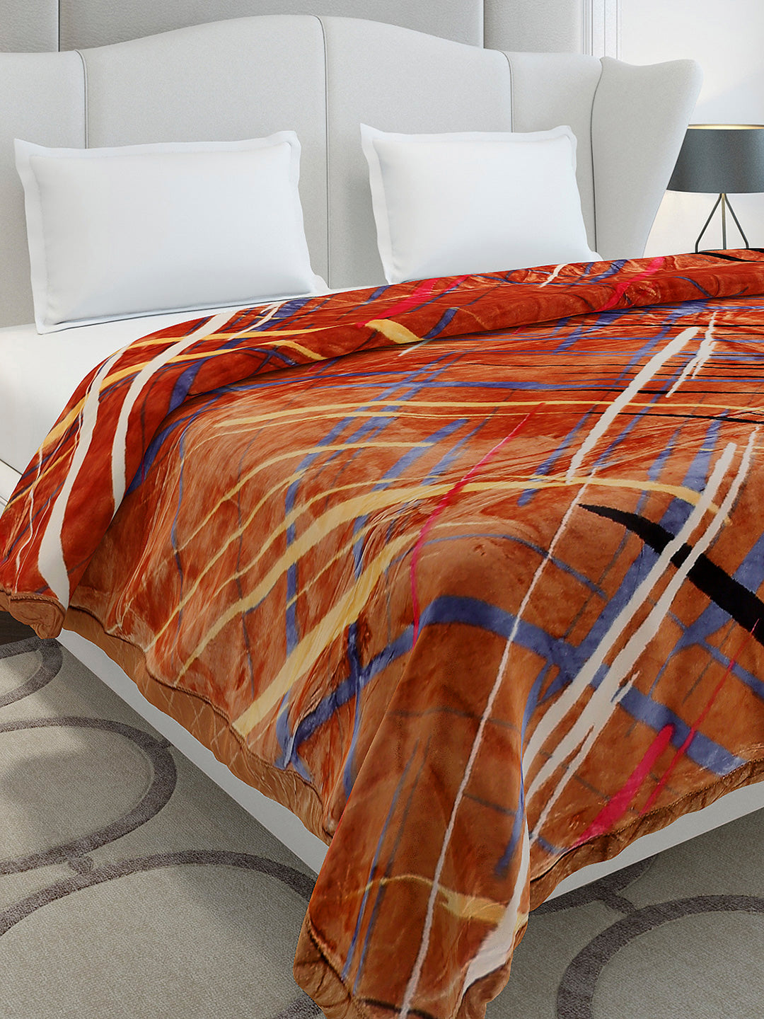 Printed Double Bed 3 Ply, 720 GSM Blanket for Heavy Winter - (Gala Glow)