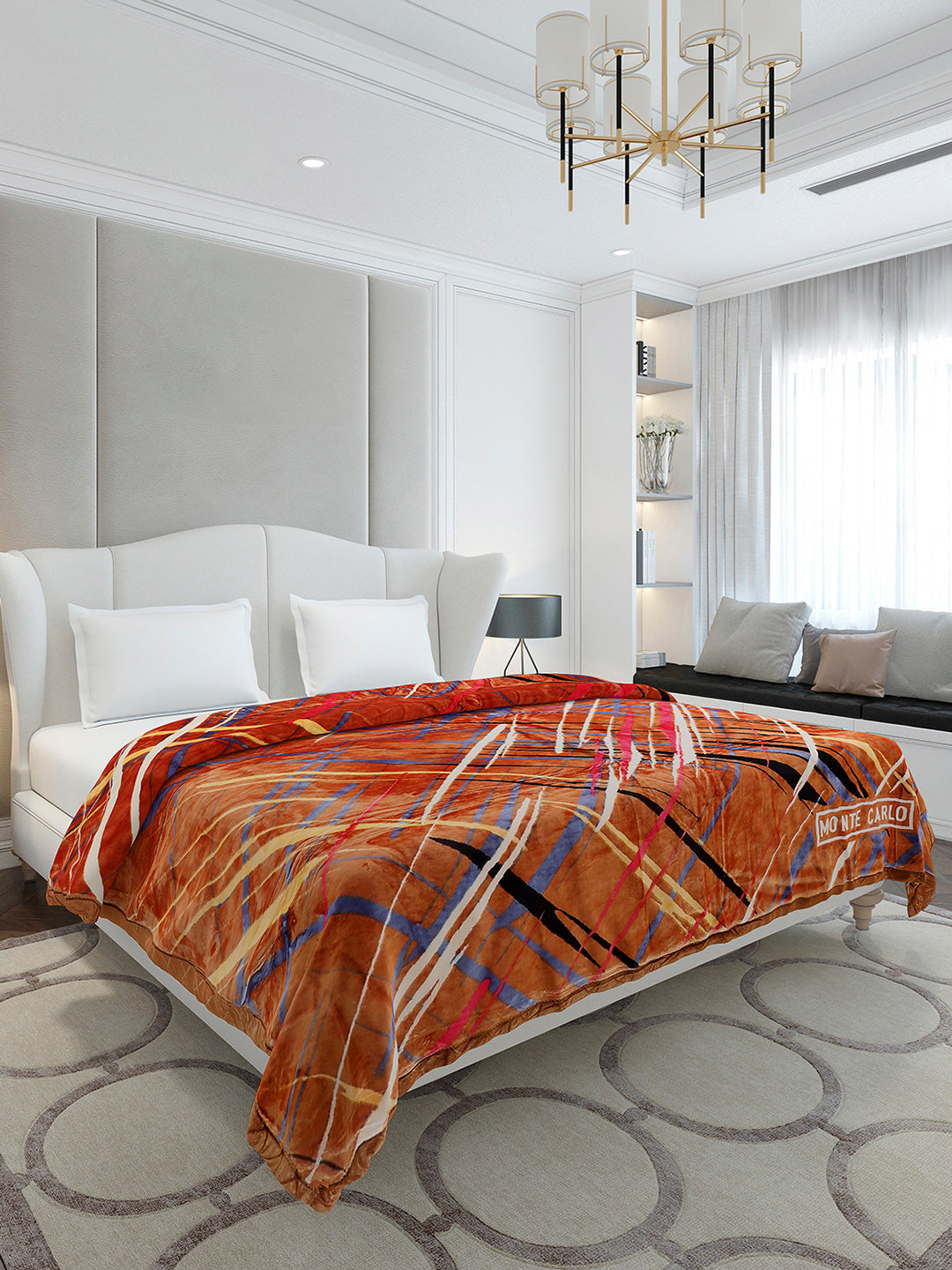 Printed Double Bed 3 Ply, 720 GSM Blanket for Heavy Winter - (Gala Glow)