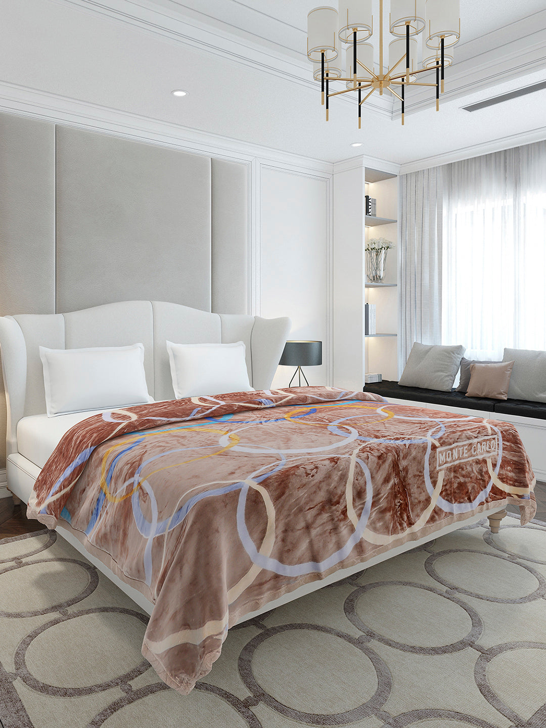 Printed Double Bed 3 Ply, 720 GSM Blanket for Heavy Winter - (Gala Glow)