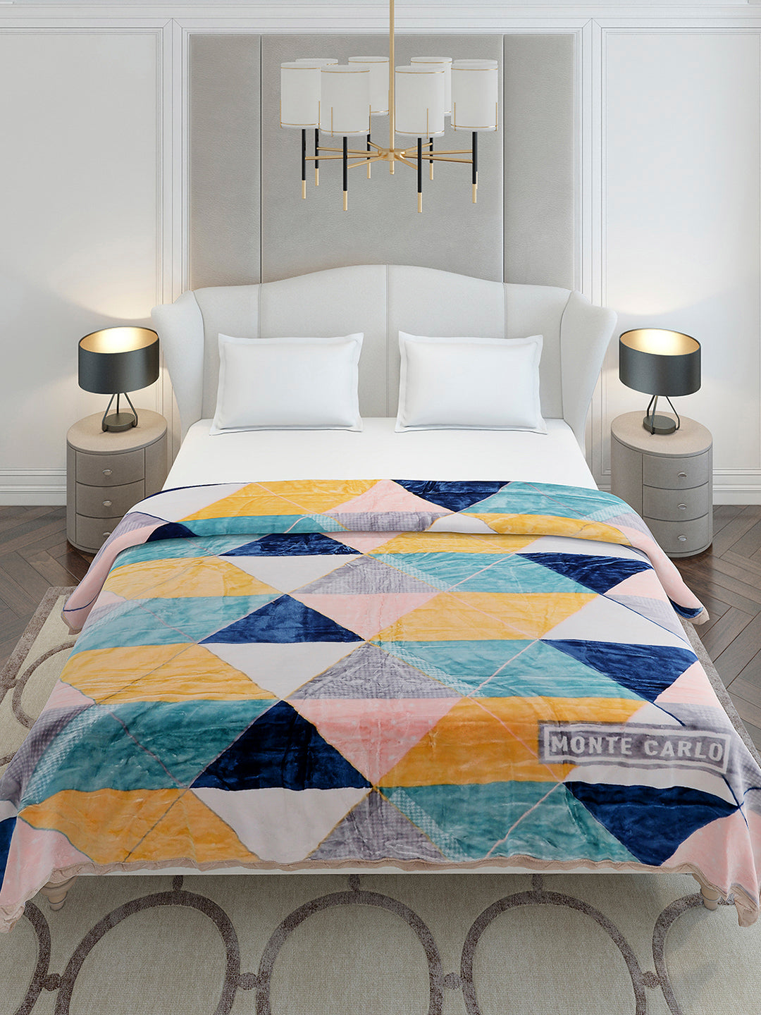 Printed Double Bed 3 Ply, 720 GSM Blanket for Heavy Winter - (Gala Glow)