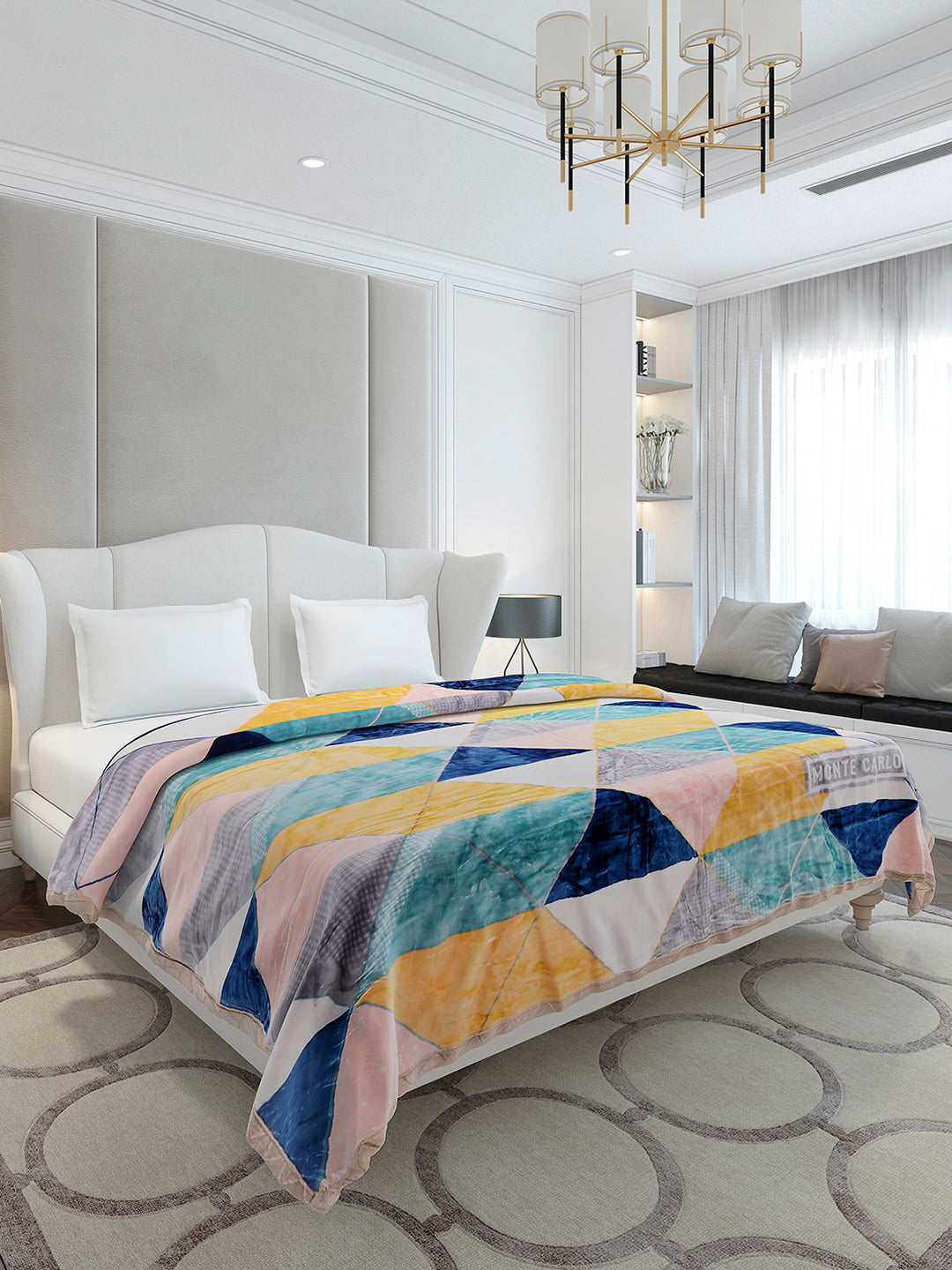 Printed Double Bed 3 Ply, 720 GSM Blanket for Heavy Winter - (Gala Glow)