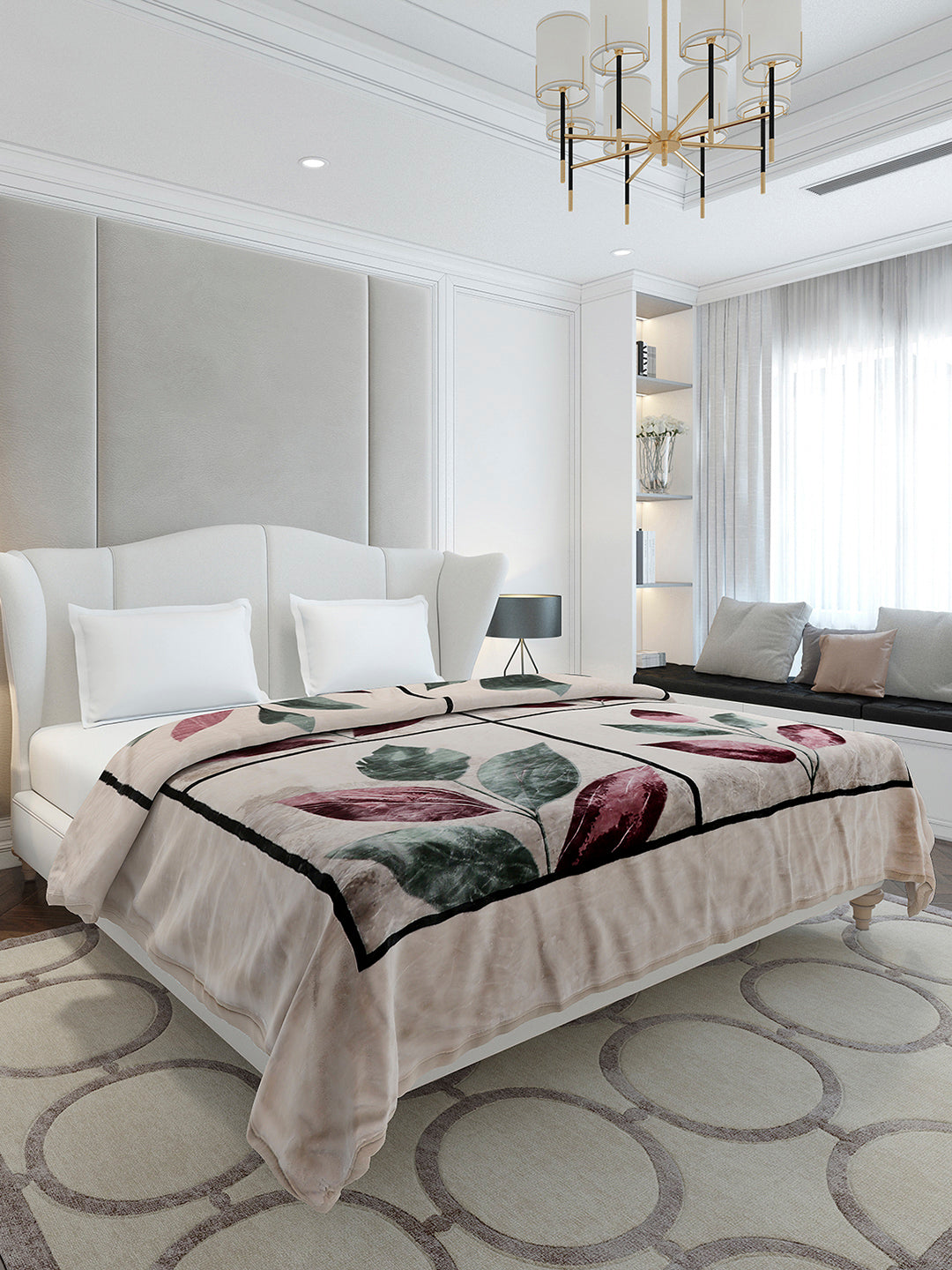 Printed Double Bed 3, 890 GSM Ply Blanket for Heavy Winter - (Gulnar)