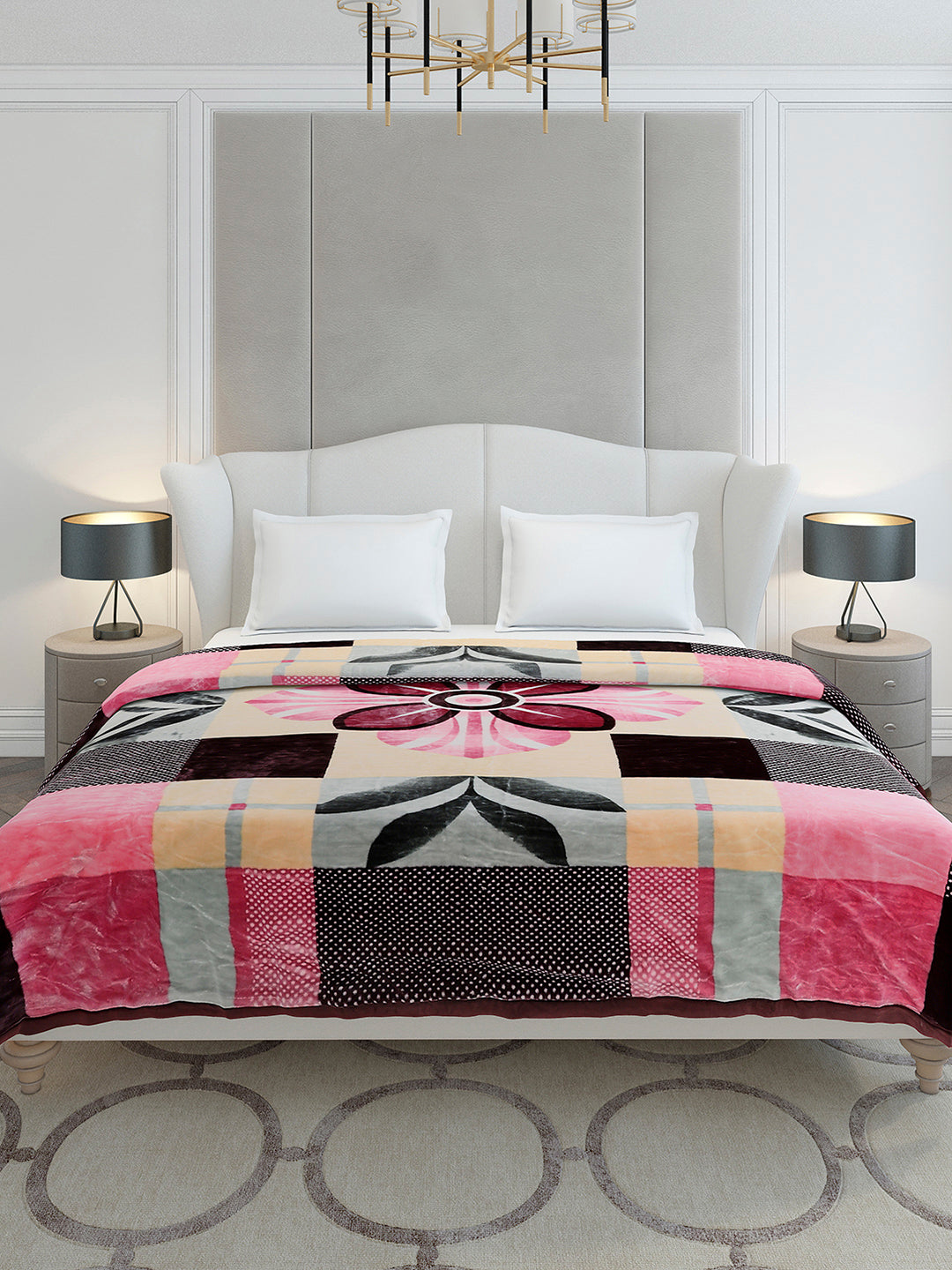 Printed Double Bed 3, 890 GSM Ply Blanket for Heavy Winter - (Gulnar)