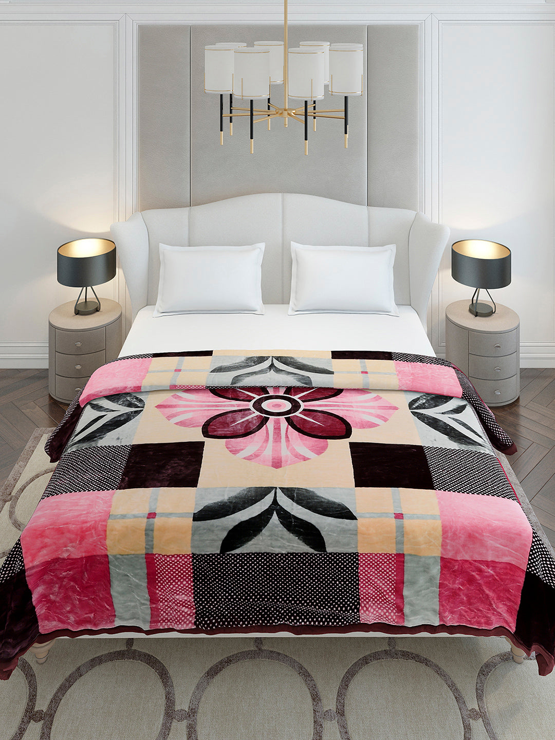 Printed Double Bed 3, 890 GSM Ply Blanket for Heavy Winter - (Gulnar)