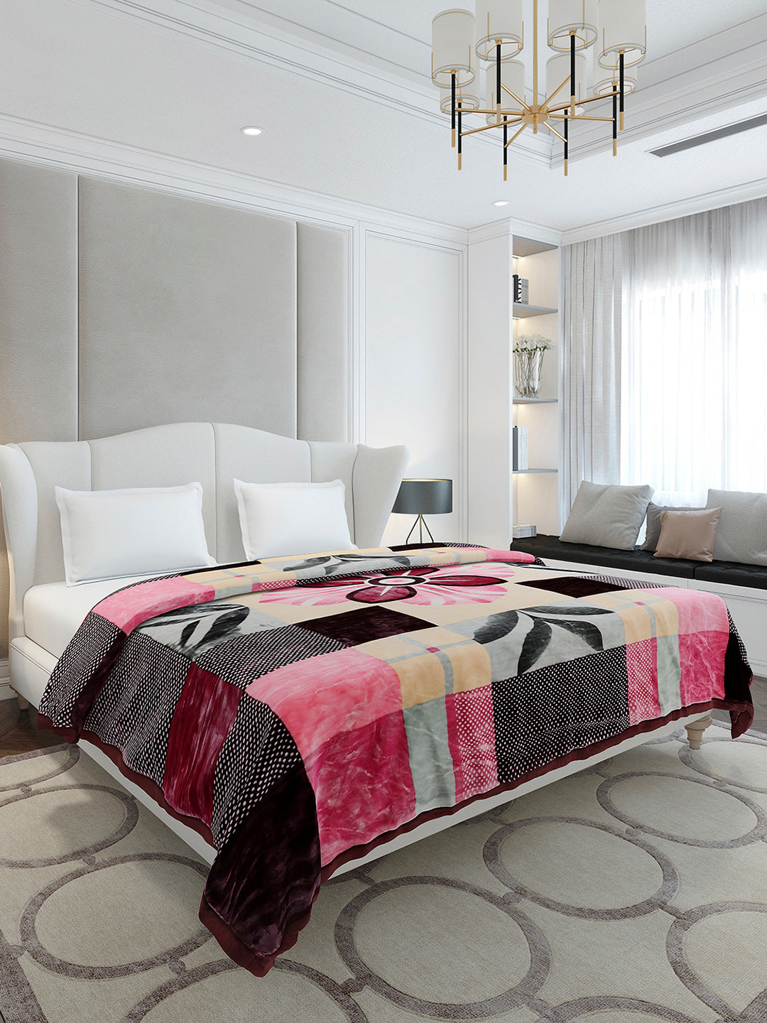 Printed Double Bed 3, 890 GSM Ply Blanket for Heavy Winter - (Gulnar)