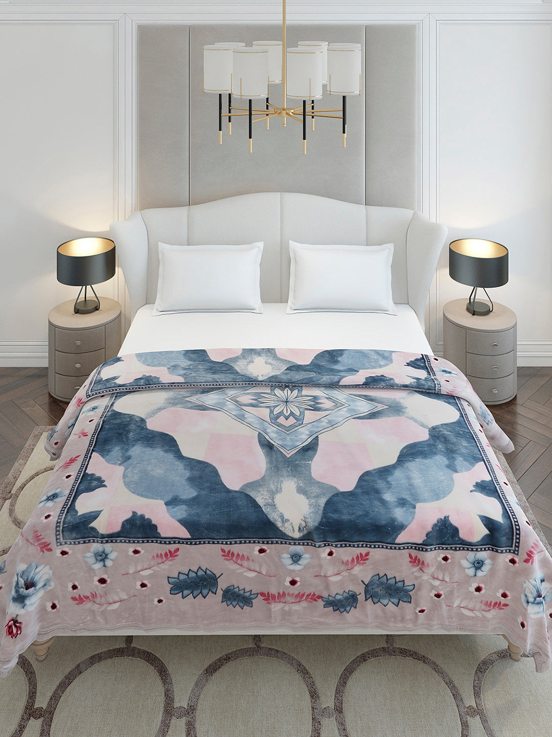 Printed Double Bed 3, 890 GSM Ply Blanket for Heavy Winter - (Gulnar)