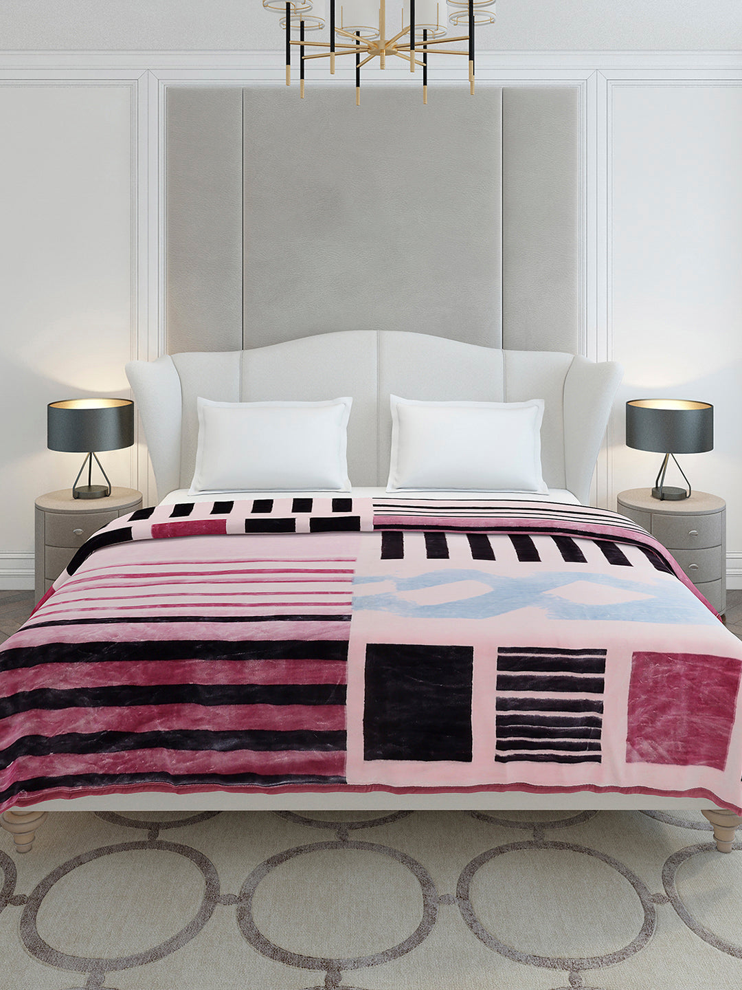 Printed Double Bed 3, 890 GSM Ply Blanket for Heavy Winter - (Gulnar)