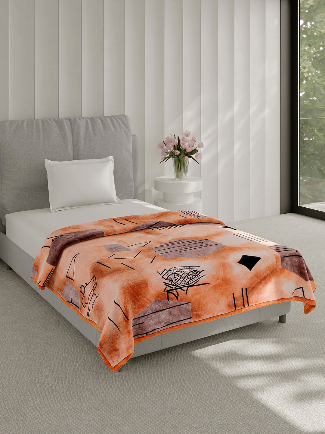 Printed Single Bed 1 Ply, 625 GSM Mink Blanket for Mild Winter - (Impact Pvc)