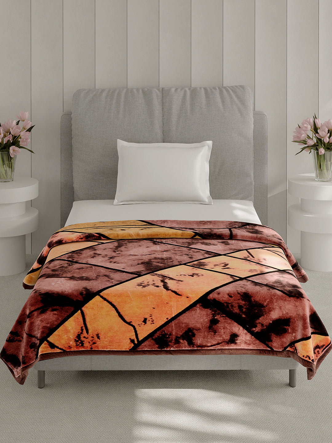 Printed Single Bed 1 Ply, 625 GSM Mink Blanket for Mild Winter - (Impact Pvc)