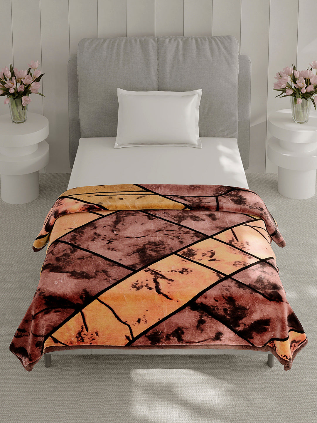 Printed Single Bed 1 Ply, 625 GSM Mink Blanket for Mild Winter - (Impact Pvc)