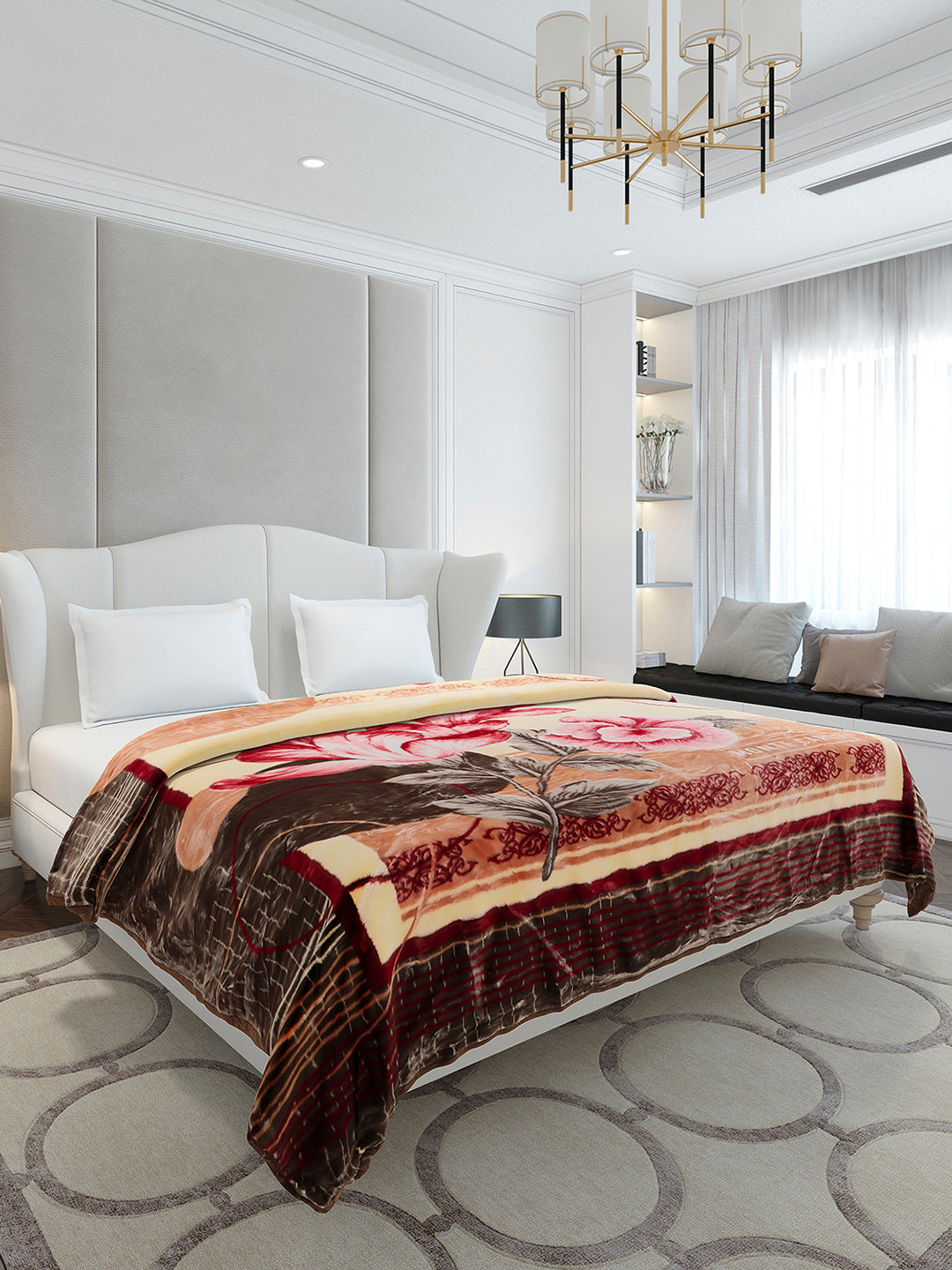 Printed Double Bed 2 Ply, 852 GSM Blanket for Heavy Winter - (Marshal)