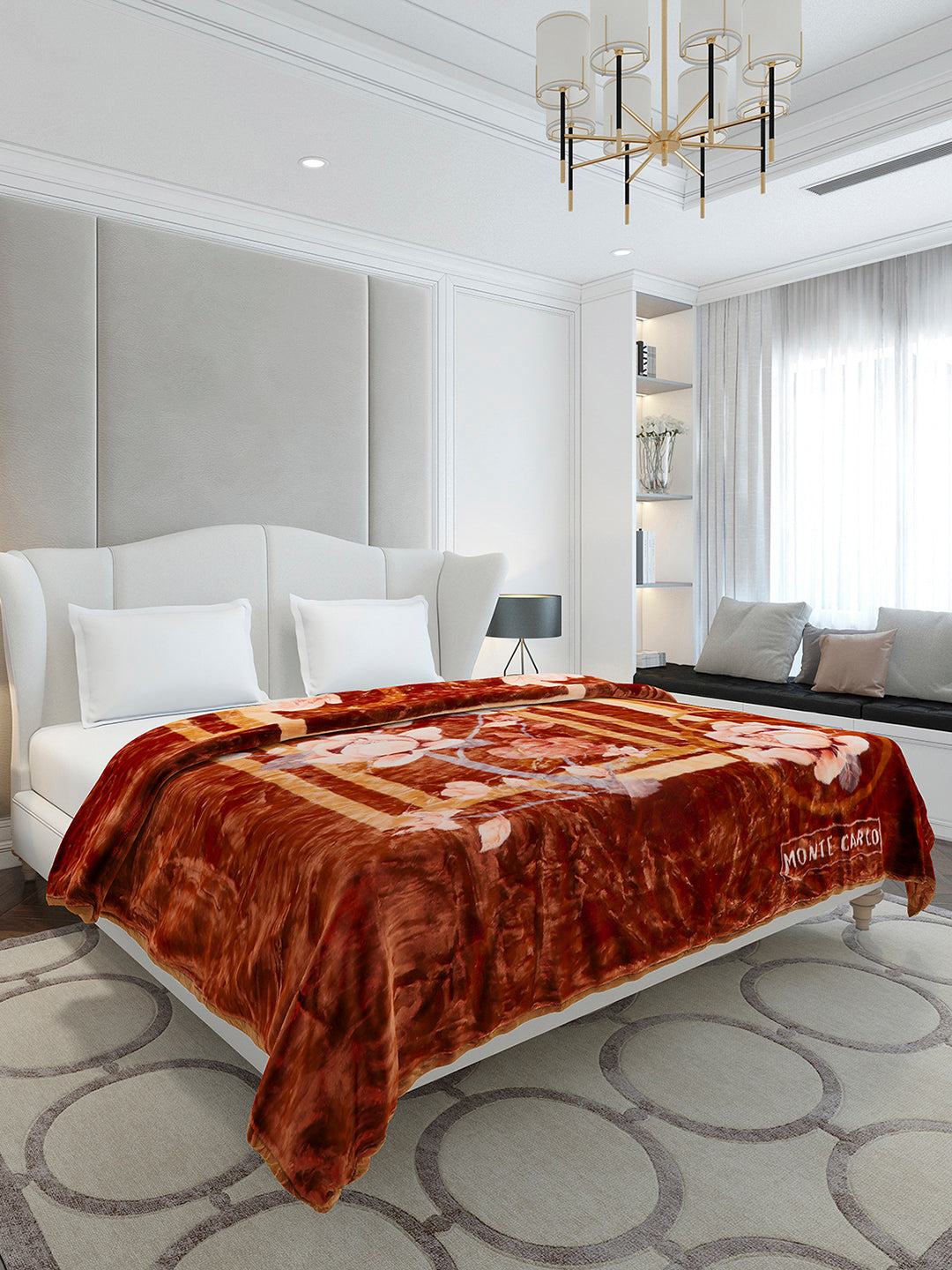 Printed Double Bed 2 Ply, 852 GSM Blanket for Heavy Winter - (Marshal)