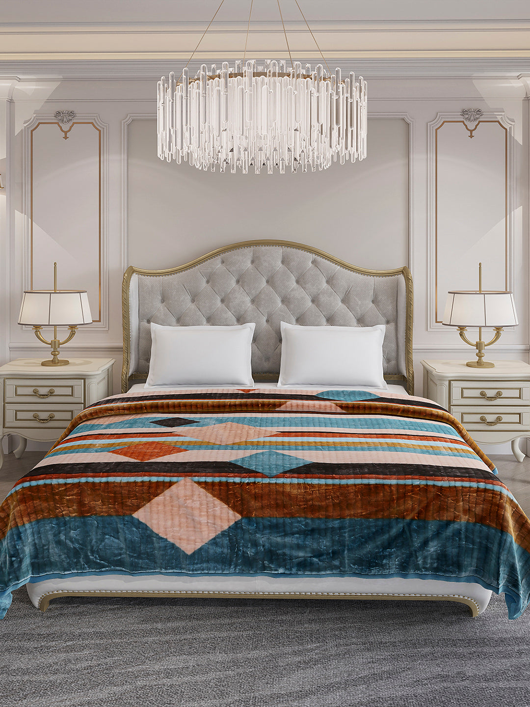 Printed Double Bed 3 Ply, 928 GSM Blanket for Winter - (Marvin PVC)